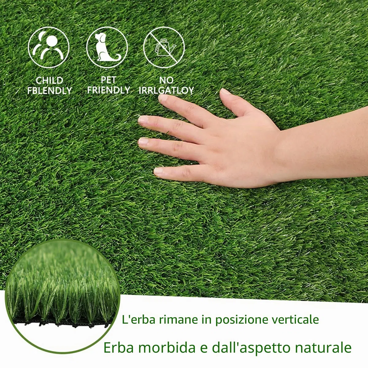 famibay Zerbino per esterni con erba artificiale, cattura sporco antiscivolo, tappeto erboso sintetico Astro tappeto erboso per ingresso, balcone, patio, giardino
