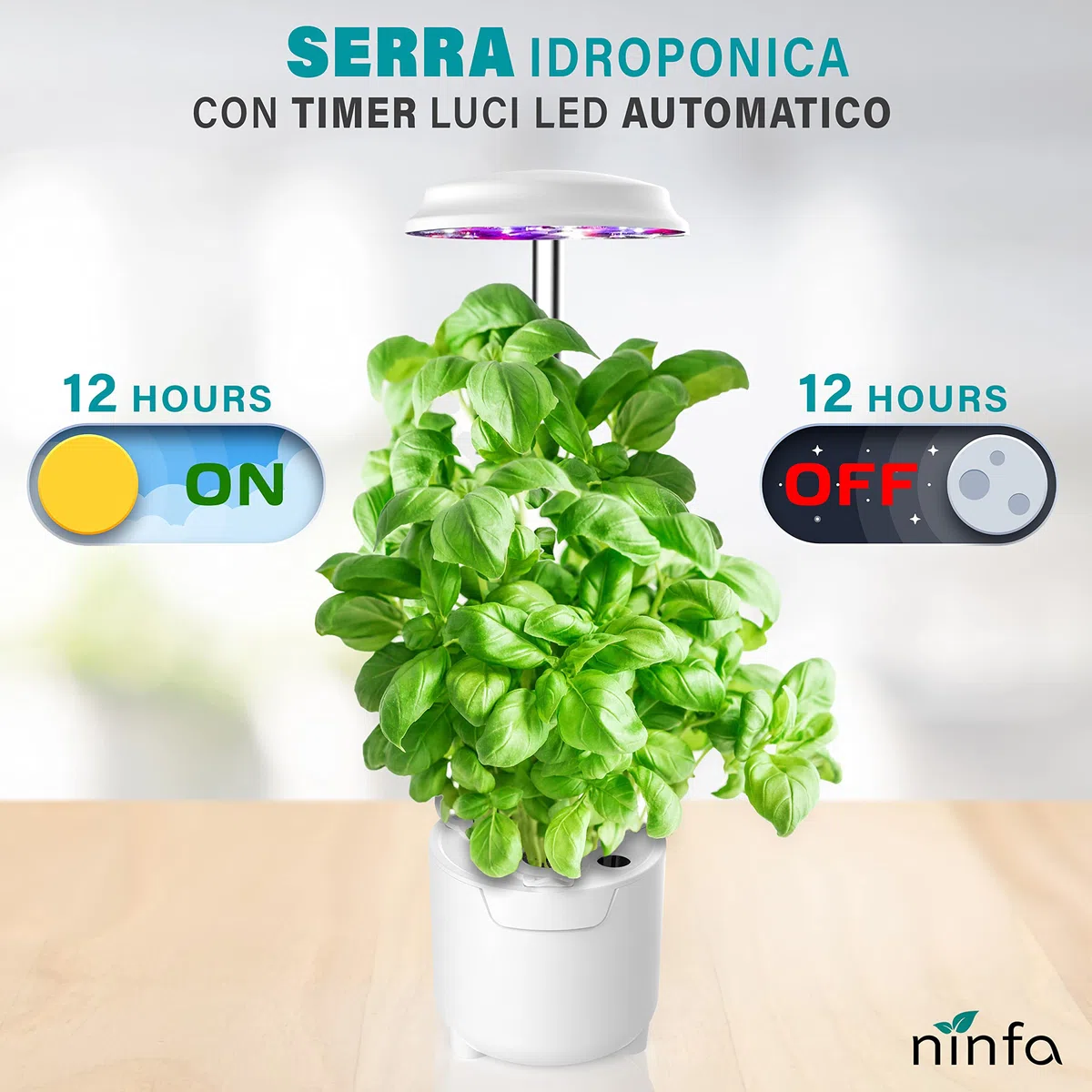 Dafne Smart Garden mini serra, idroponica kit completo per coltivazione indoor, vaso smart autoirrigante con luce led per crescita piante, altezza regolabile e timer automatico (Bianco)