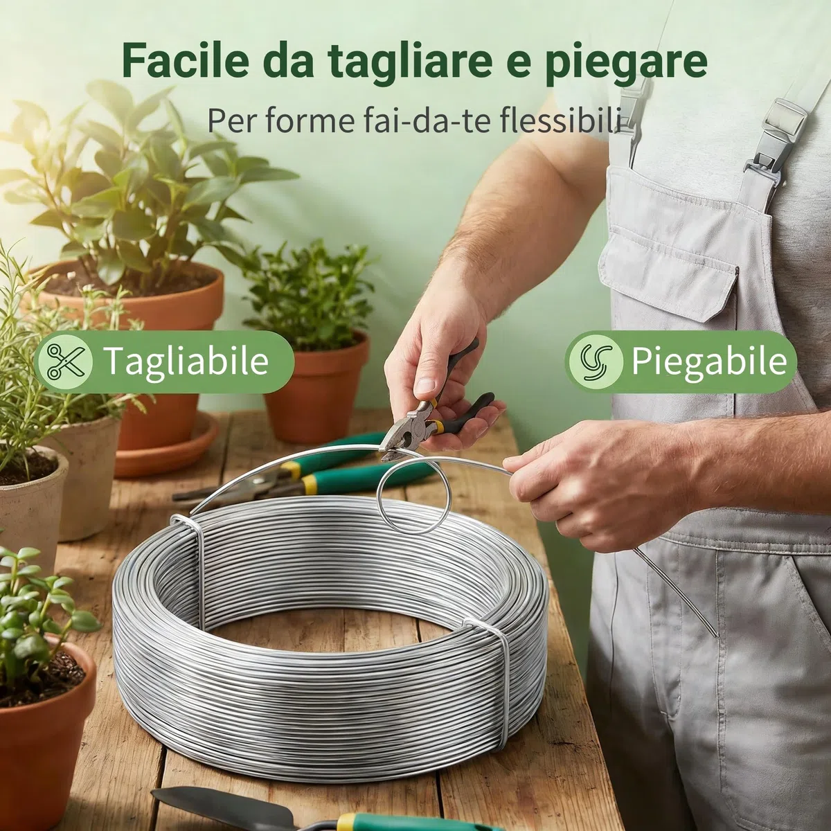 Amagabeli Garden Home Filo di ferro da giardino zincato, 2,2 mm, peso 5 kg, filo di tensione rotolo di filo di ferro metallico rivestito per recinzione WR2 DA098