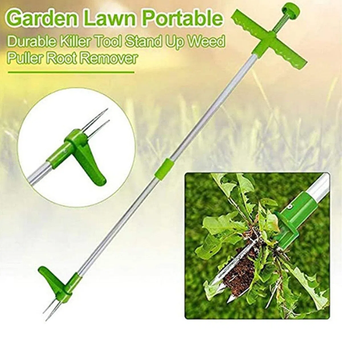 Diserbante per erbacce in piedi con pedale, strumento di rimozione delle radici regolabile con manico lungo per denti di leone, erbacce da giardino
