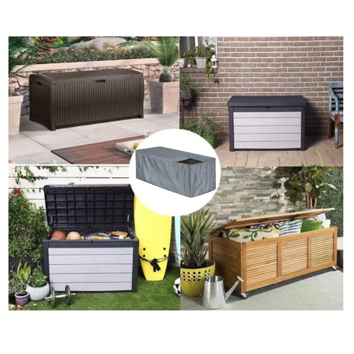 Generisch Copertura per mobili da giardino da giardino, cassapanca multiuso per cassapanca da giardino, copertura per cuscino, utilizzabile su box da giardino, copertura impermeabile