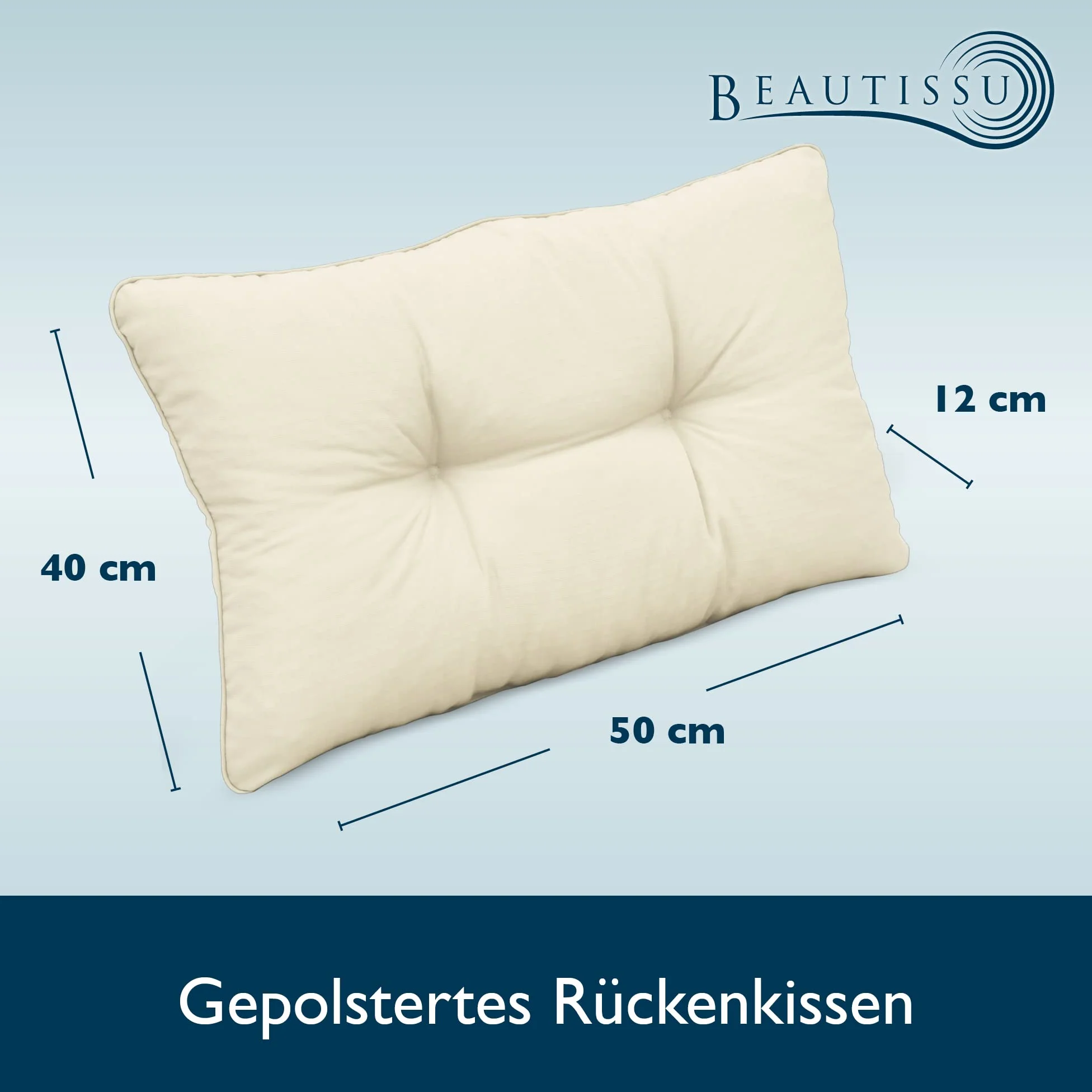 Beautissu Set di Lounge Cuscini per Sedie da Esterno Seduta 50x50 cm & Cuscino Schienale 50x40 cm – Comoda Seduta per Mobili e Arredamento Cuscini Sedie da Giardino Rattan – Natura
