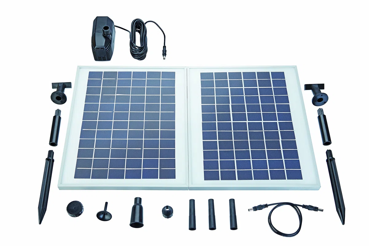 Pontec PondoSolar 1600 43326 - Set di giochi d'acqua con potente pompa a fontana/sistema solare