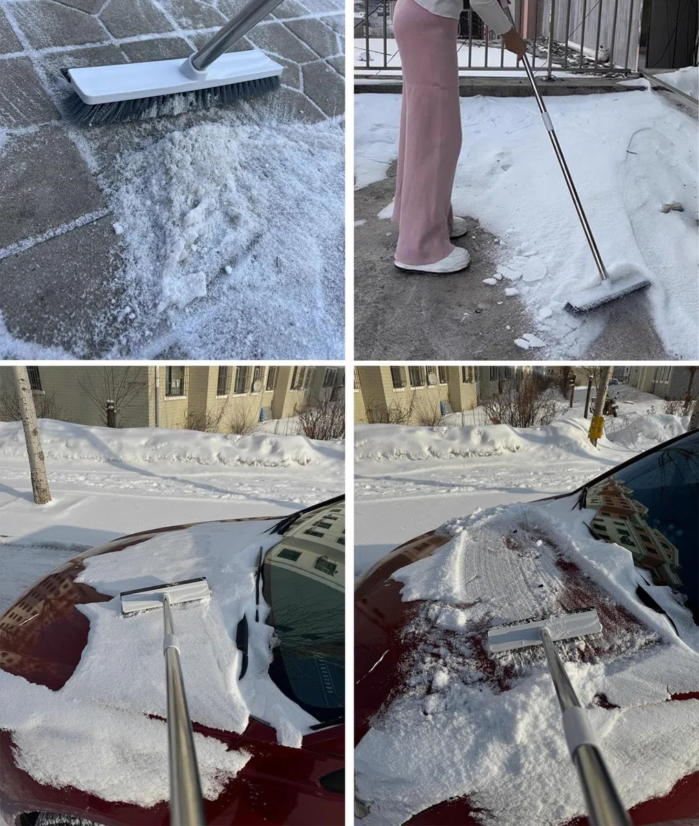 Rastrello da Neve Raschietto e Spazzola per Neve per Auto, Scopa per La Rimozione Della Neve da Esterni da 120 cm, Scopa Leggera per Ghiaccio e Neve per La Pulizia del Tetto
