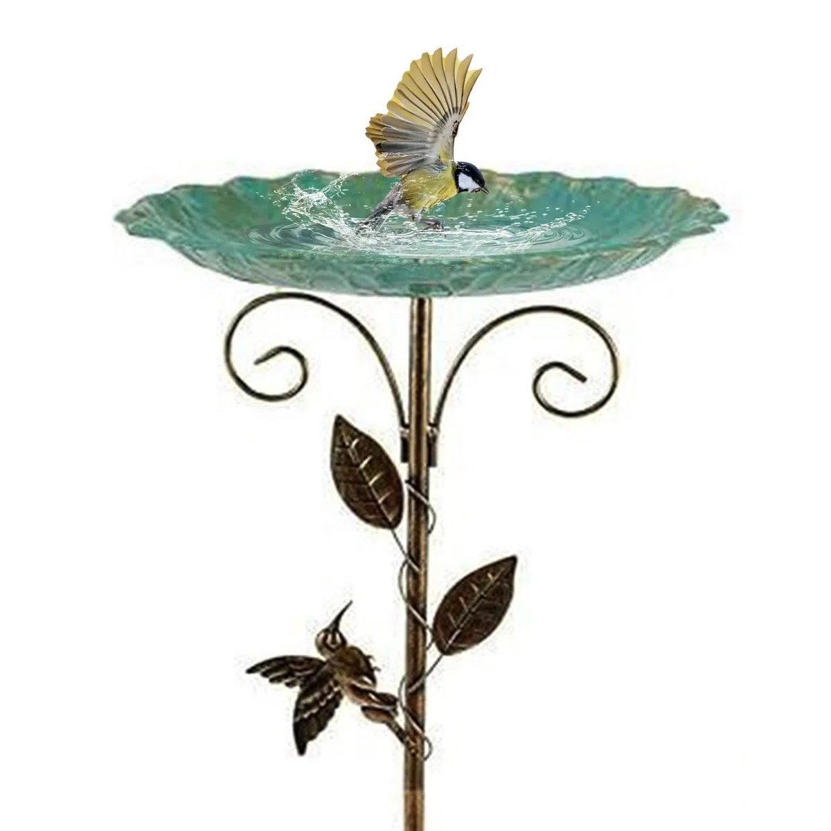 Generisch Bagno per uccelli da esterno – Dispenser di acqua decorativa alto 76,2 cm, abbeveratoio per uccelli con picchetto – per giardino, cortile, terrazza, parco e paesaggio