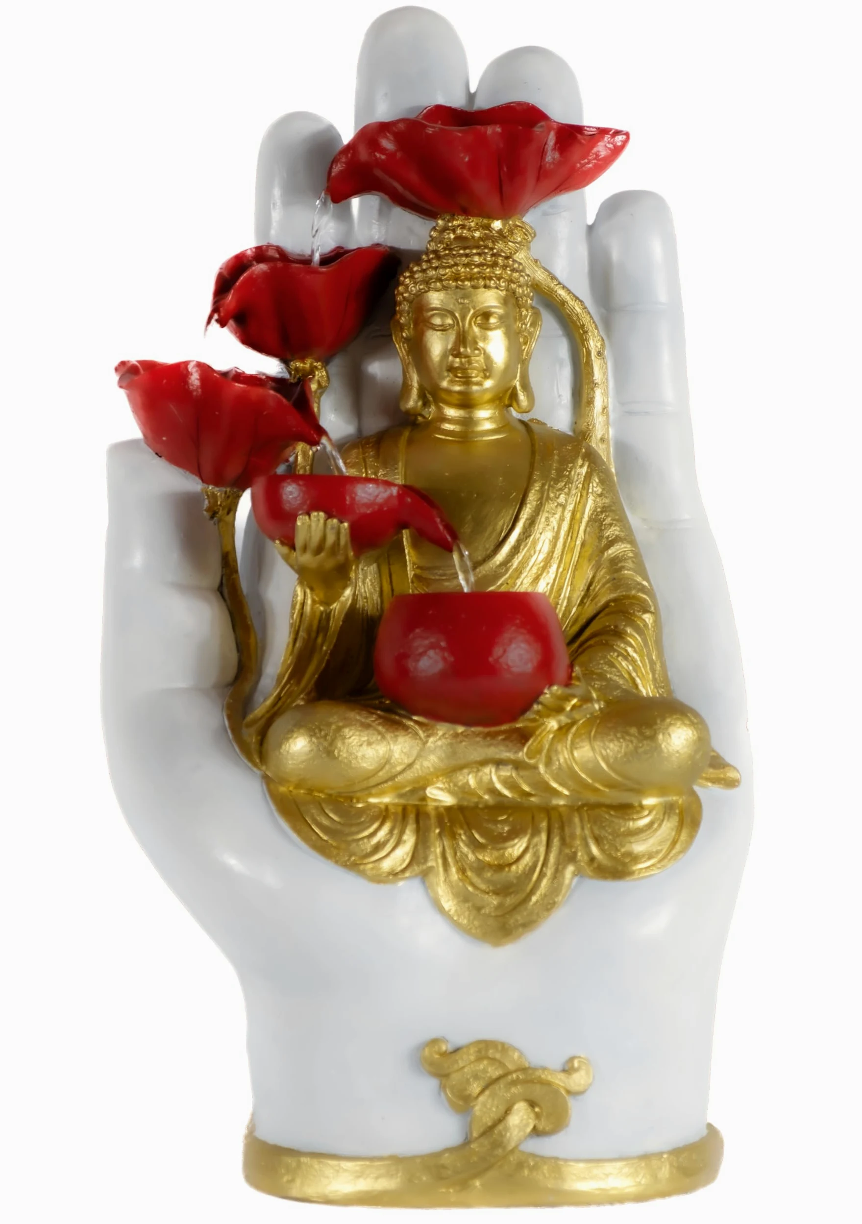 Fontana Solare Buddha da Giardino con Pompa Acqua Pannello Solare 5V & Batteria Ricaricabile, Fontana Esterno/Interno Decorazione Zen Casa, Ufficio, Bacino Statua Buddha LED