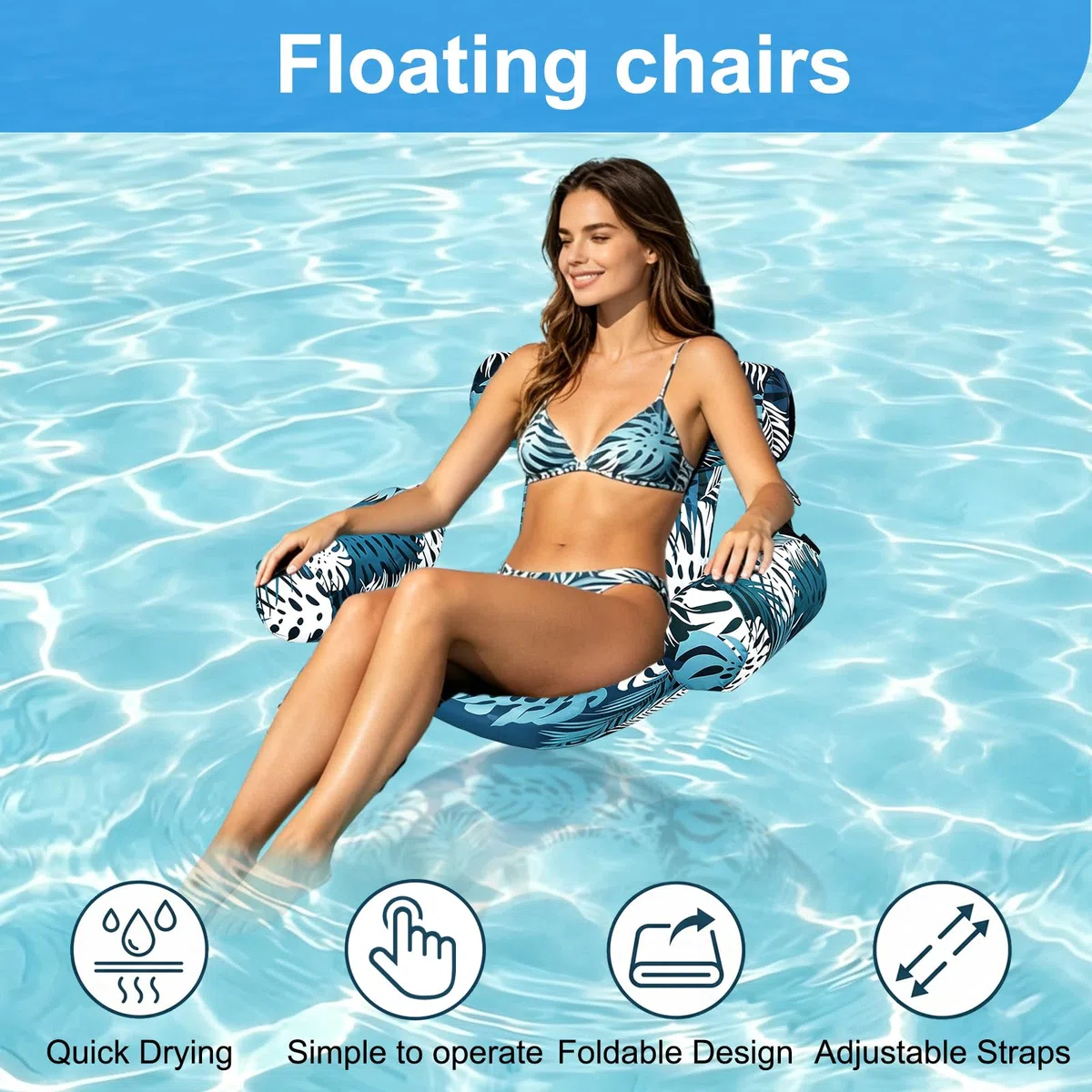2 pezzi Sedia Galleggiant Gonfiabile, Sedia Gonfiabile da Piscina, Gonfiabili Per Piscina Adulti, Poltrona Piscina, per spiaggia, fiume, estate, interni, esterni e relax