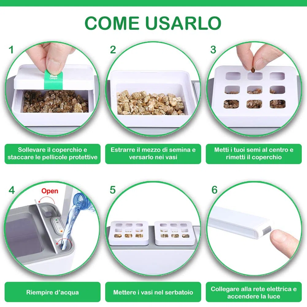 Clizia Smart Garden - serra idroponica per piante, vaso intelligente, grow box - Orto da interno 100% Bio - Coltiva le erbe aromatiche- timer automatico, luce Led inclusa (Bianco)