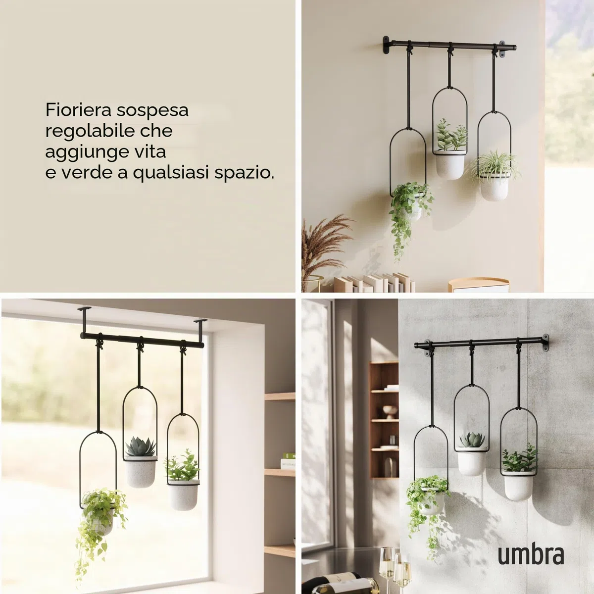 Umbra Triflora Portavasi da appendere, Bianco