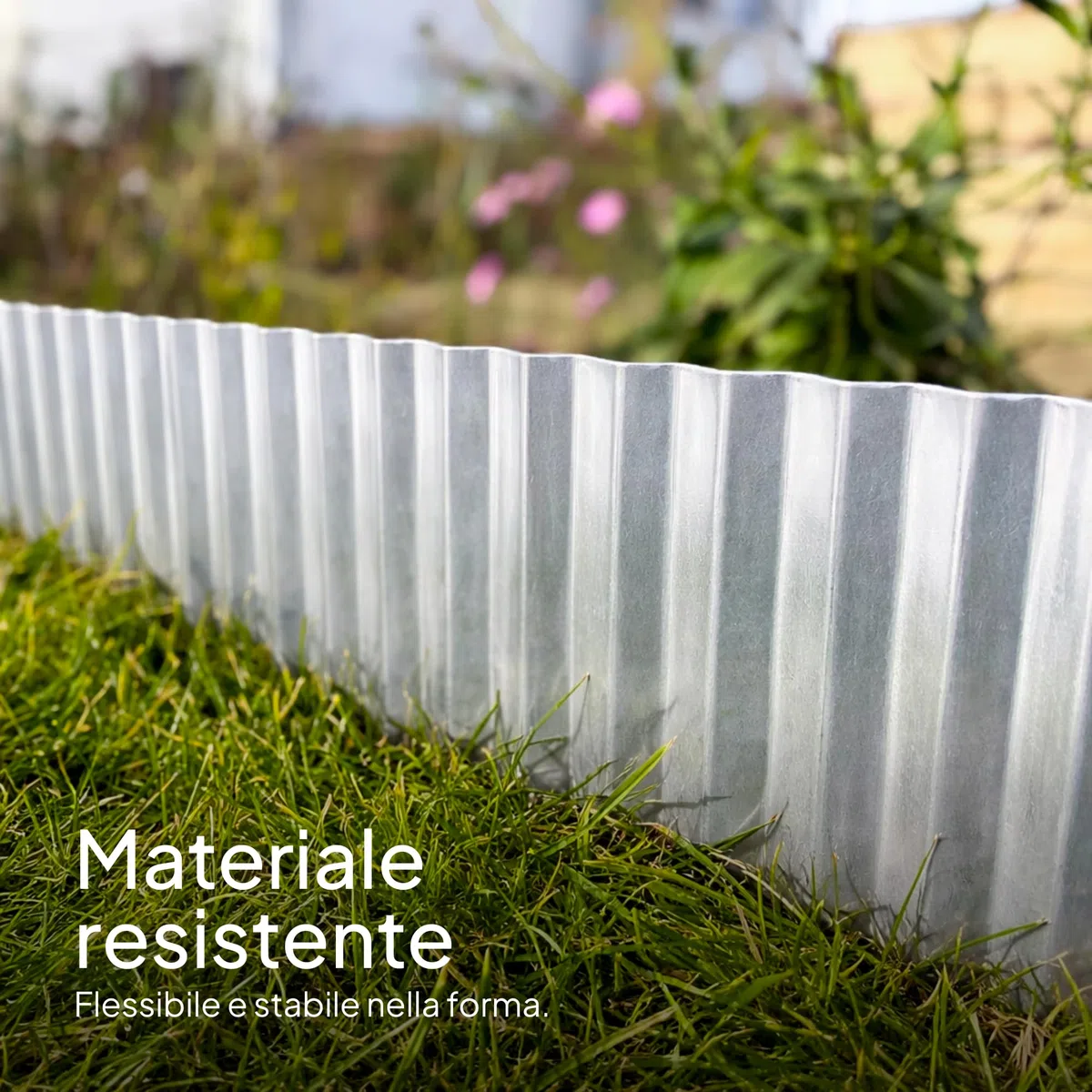 UNIGARDIA Bordura per Giardino Zincato 12 m - Bordura per Aiuola in Metallo, Altezza 15 cm - Installazione Facile, Inossidabile e resistente - Bordo per Prato Ondulato, 1 Paio di Guanti Incluso