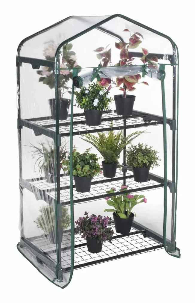 Serra da Giardino e Balconi con copertura in PVC impermeabile per Orti, Piante e fiori (3 Ripiani - 69x49x125H cm)
