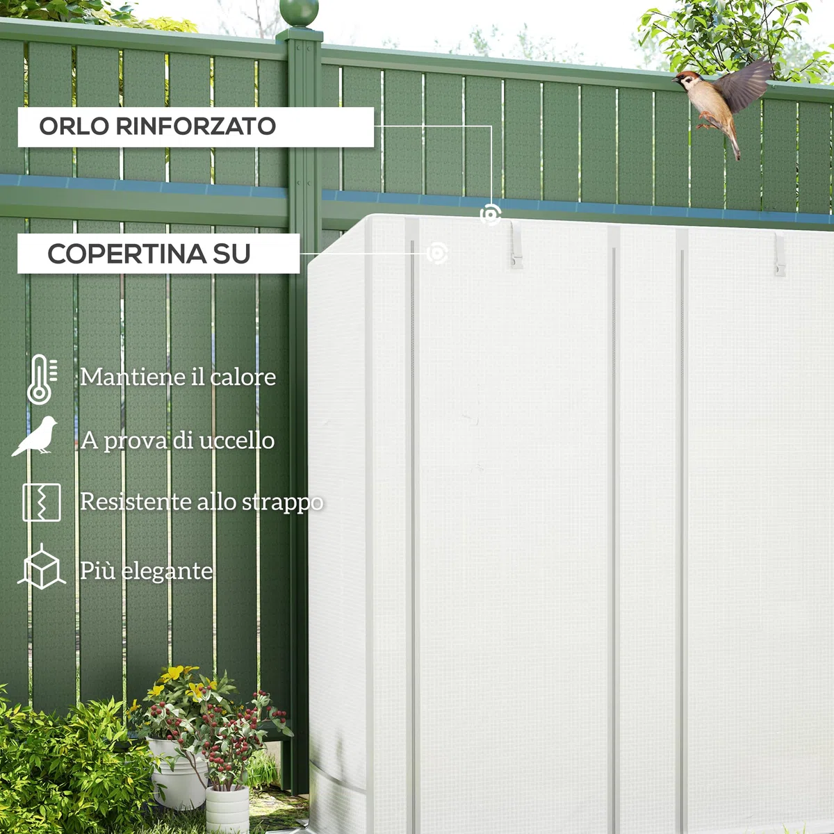 Outsunny Serra da Giardino con 2 Porte Avvolgibili, Scaffale a 3 Ripiani e Tasche Laterali, Serra per Orto, Struttura Acciaio e Copertura PE, per Piante Verdure Fiori Frutta, Anti UV, Bianco e Grigio