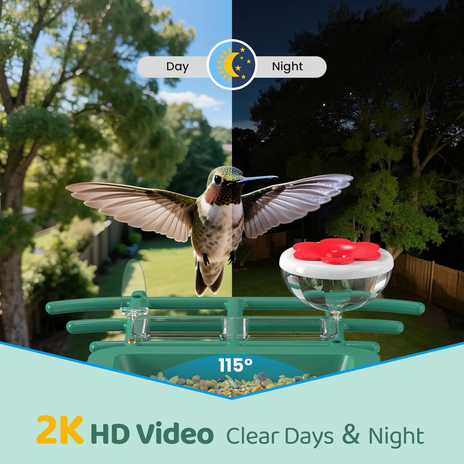 Mangiatoia per Uccellini da Esterno Telecamera Solare: 2K HD Abbeveratoio per Uccelli Videocamera - Bird Feeder Impermeabile IP66 - Riconoscimento Intelligente Volatili Mangiatoia Uccelli Selvatici