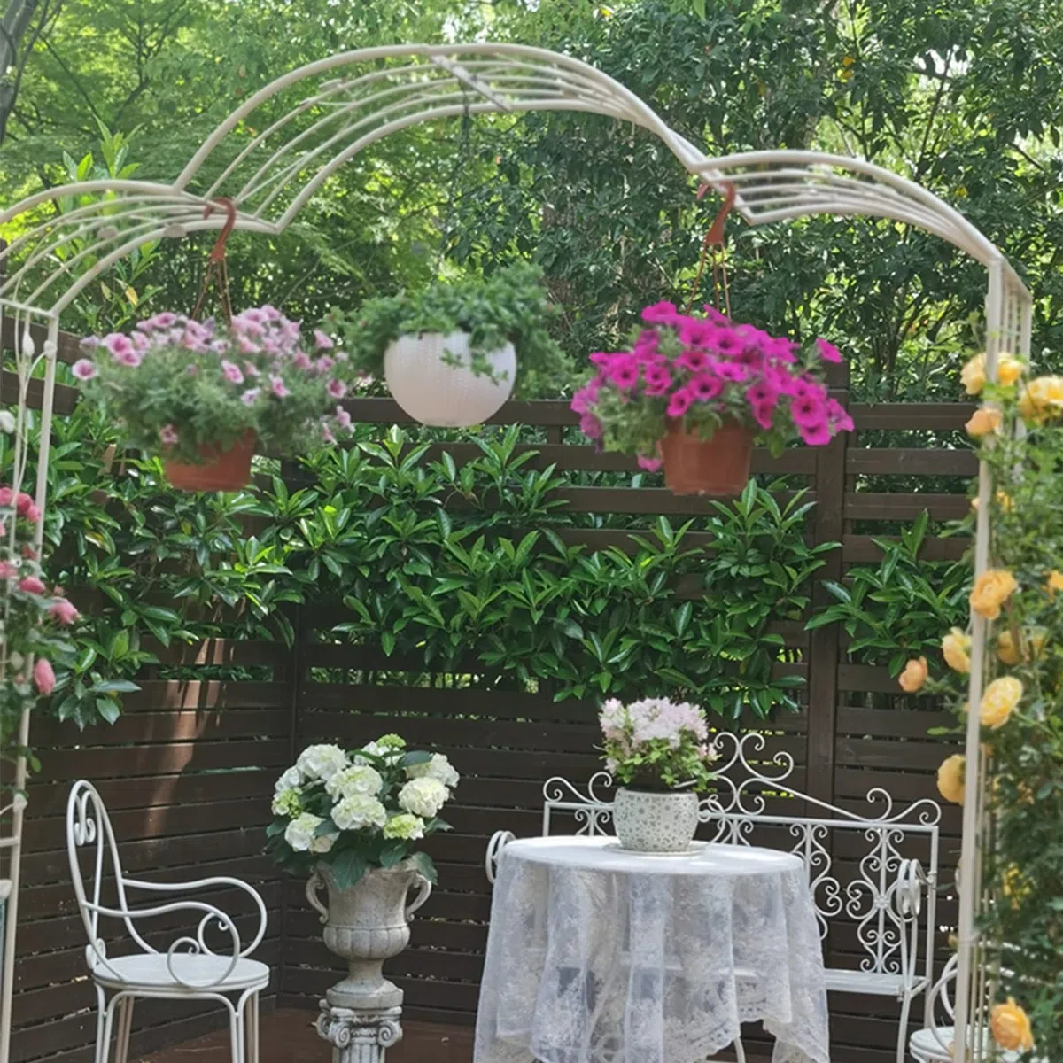 SDdPulse Arco da giardino, archi da giardino retrò alla moda, autoportante, in ferro battuto, piante rampicanti, pergolato, arco per rose da esterno, più resistente alle intemperie (verde vintage, 160