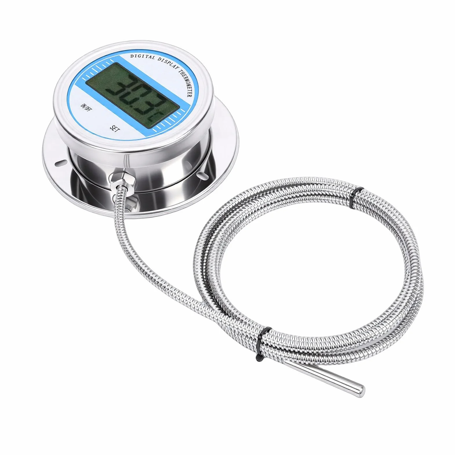 Dpofirs Termometro Digitale, Misuratore di Temperatura Digitale Industriale con Sonda Impermeabile in Acciaio Inossidabile da 2 M, per Tubi di Stufe da Cucina e Applicazioni Industriali