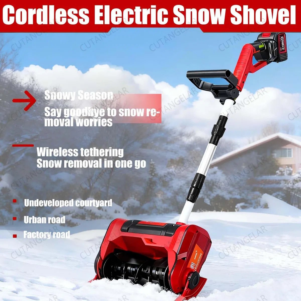 Pala Per Neve Elettrica, Spazzaneve Senza Fili Con Batteria 4.0Ah, Fornisce Pulitura 32 Cm Larghezza E 16 Cm Profondità, Per Viali, Fattorie E Uso Domestico.