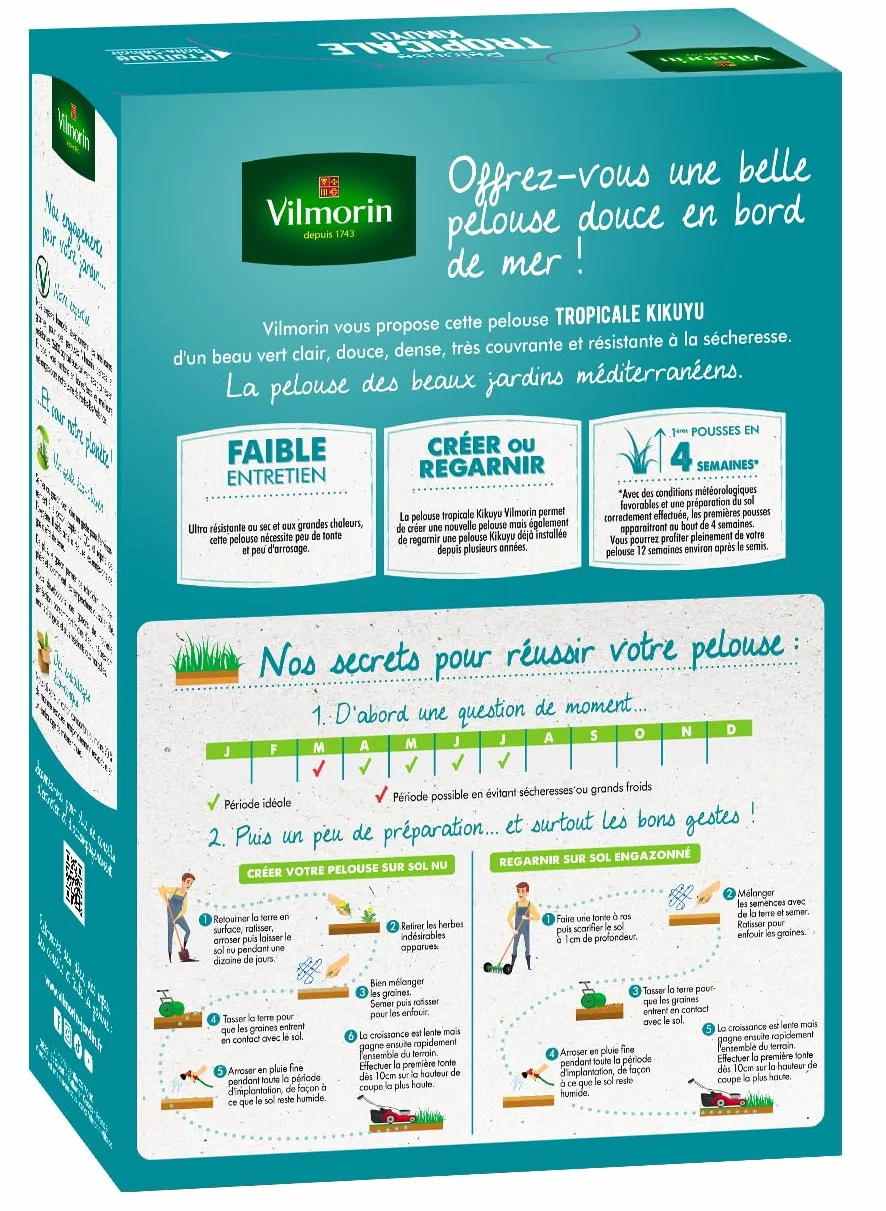 Vilmorin 4344512 Prato Tropicale Kikuyu, Verde, 500 g