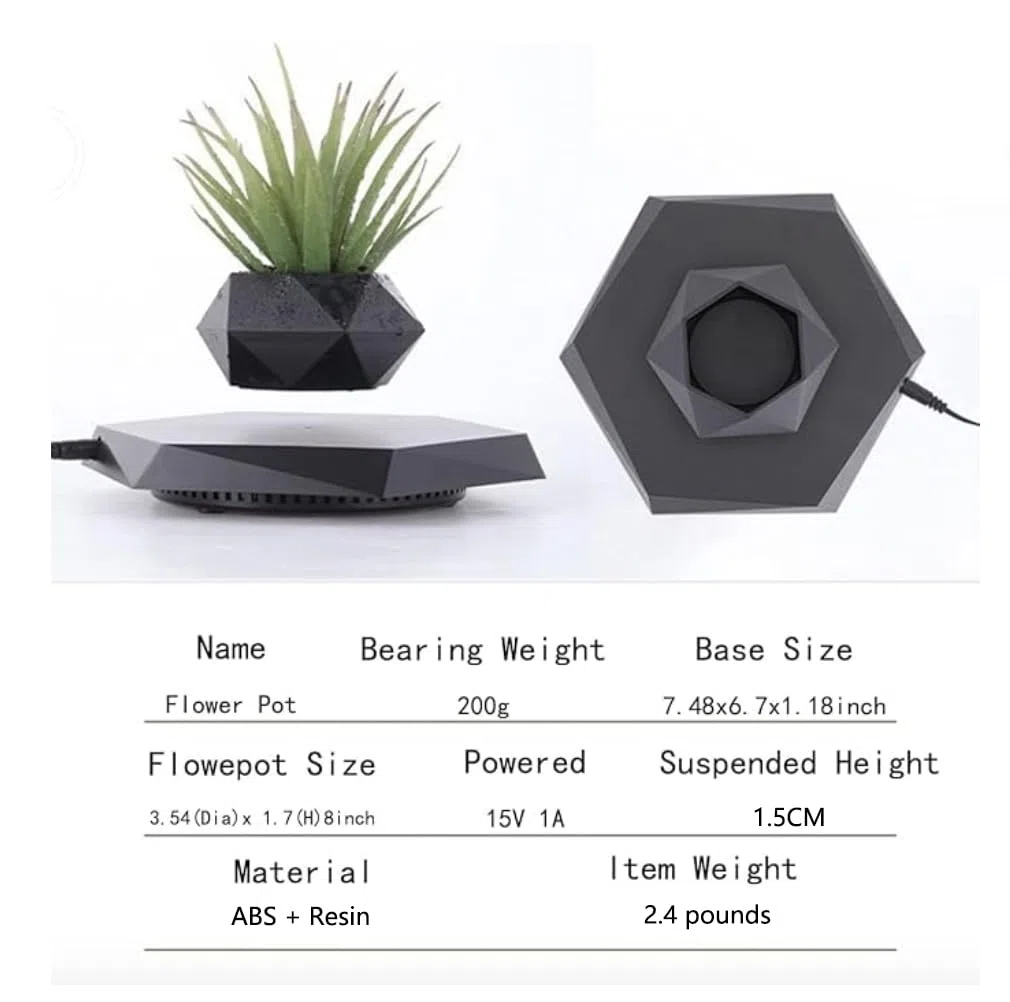Vasi per Bonsai Vaso Fiori Levitazione Magnetica Vaso Pianta Vaso da fiori sospeso Vaso da fiori per decorazione da scrivania