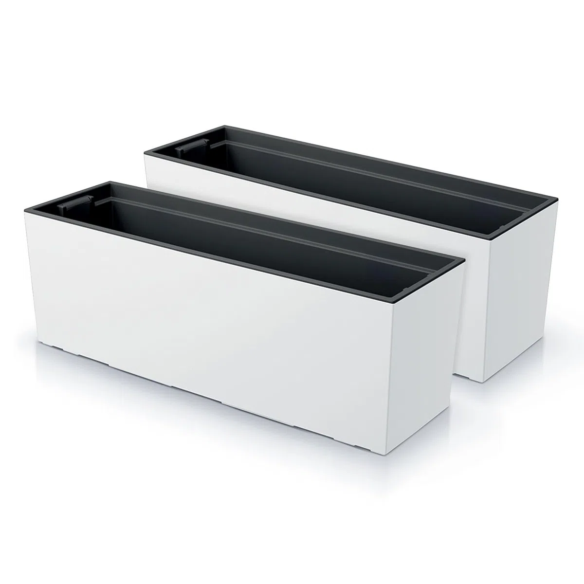 IMJ-Global - Set di 2 Fioriere da Esterno Grandi 77x23,5x24,6cm, Fioriera da Esterno in Plastica Moderni, Vaso da Esterno da Balcone Resistente alle Intemperie Perfette per Arredare Interni (Bianco)