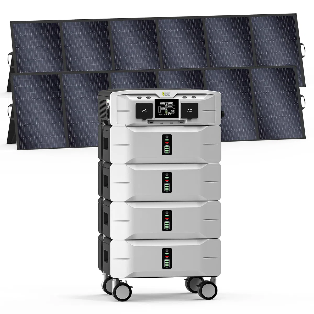 IEE 10.24kWh Generatore Solare con 2 Pannello Solare da 500W, 5000W Centrale Elettrica Portatile, LiFePO4, 11 Porte, APP, Portable Power Station per Campeggio, Camper, Casa