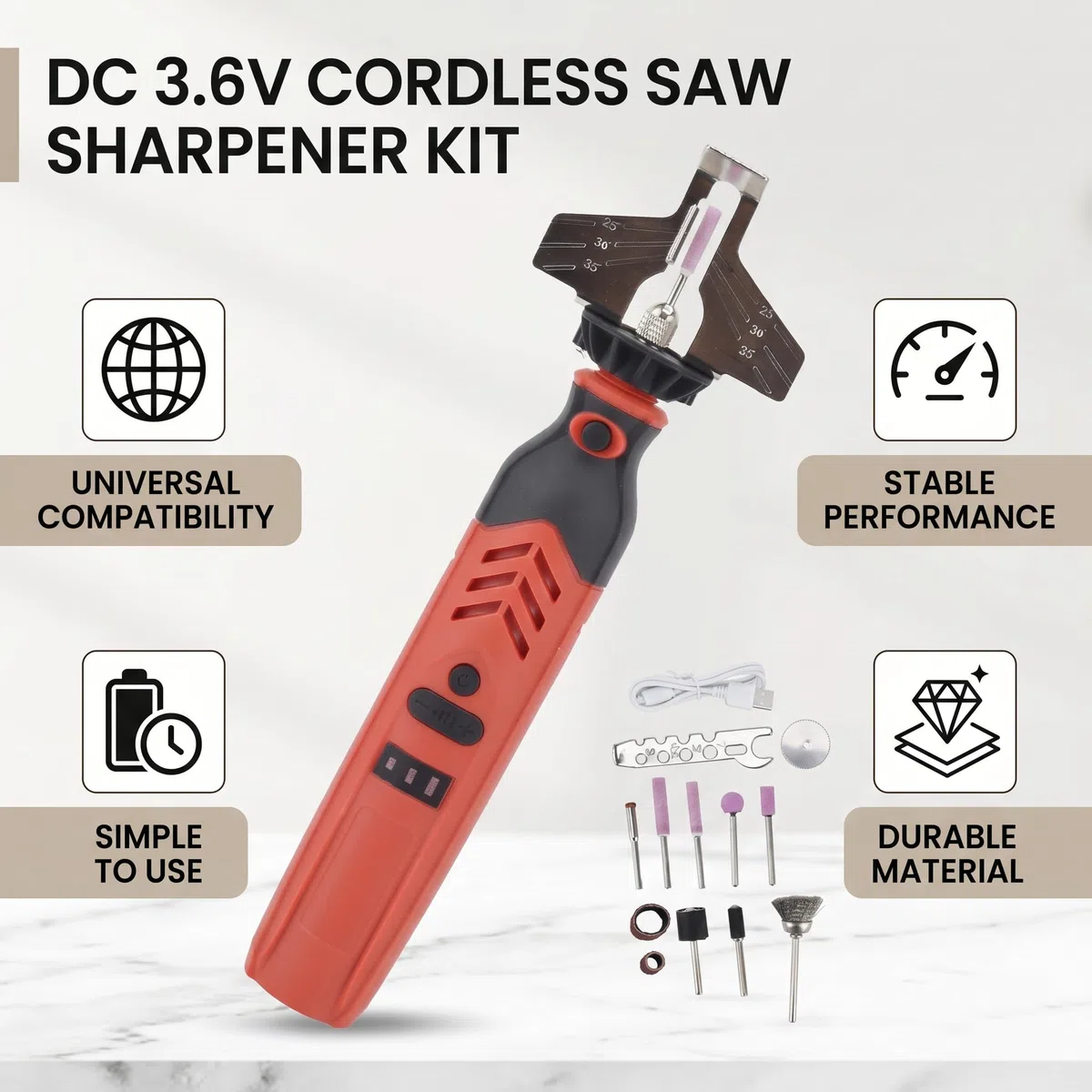 Cocoarm Affilatrice per Motoseghe Kit per Affilare Seghe a Batteria Set di Strumenti per Affilare Seghe Portatili Ampia Applicazione con velocità di 5000-18000 Giri/min, per la Maggior