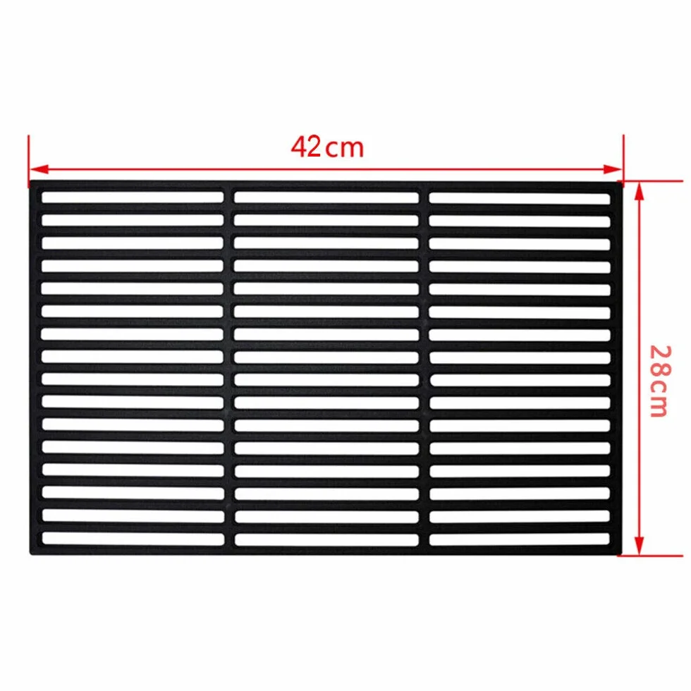 Herrselsam Griglia in ghisa smaltata, 42 x 28 cm, griglia rettangolare in ghisa smaltata, accessorio per barbecue, barbecue a gas, barbecue a carbonella e molto altro ancora, per barbecue a gas,