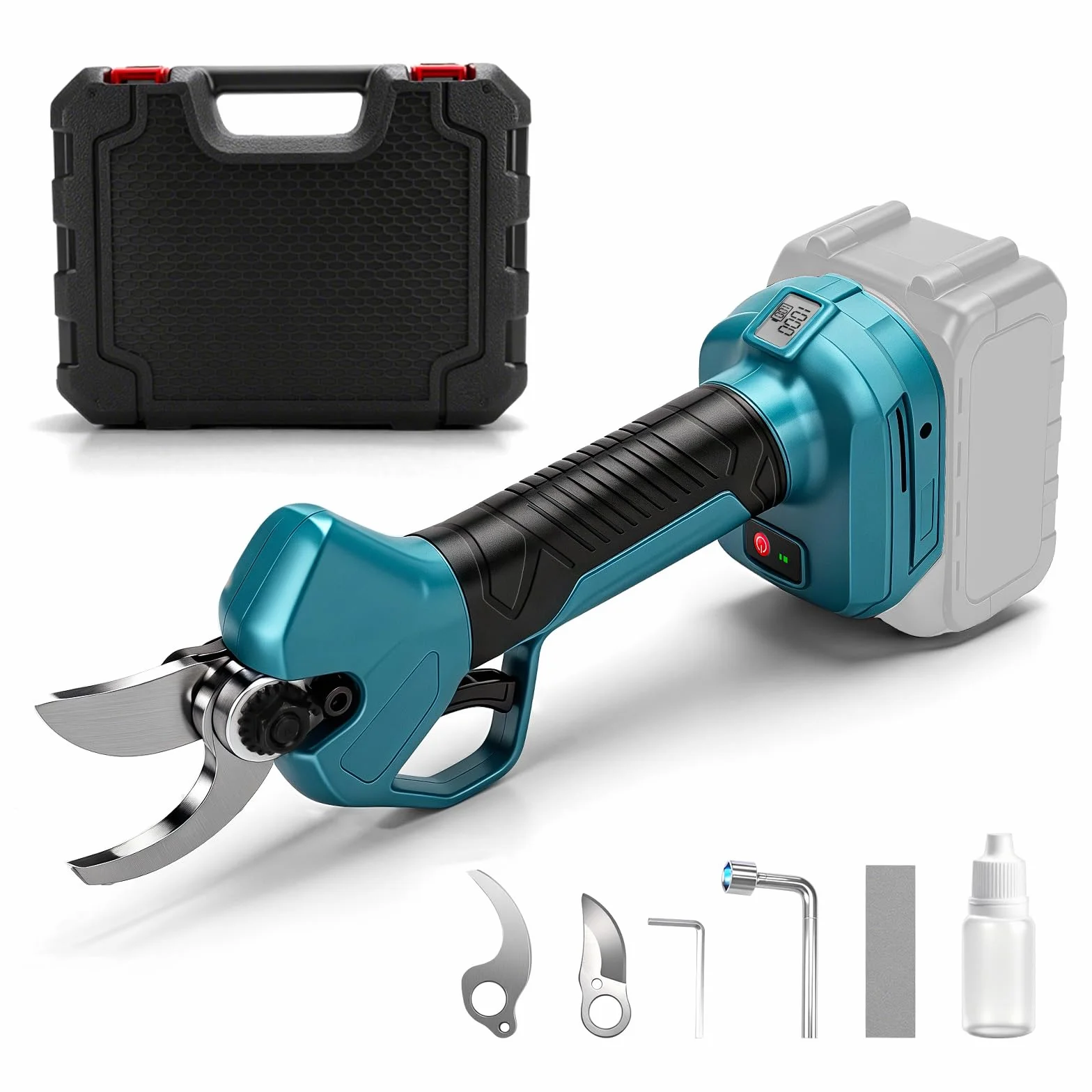 Forbice da Potatura Accu per Batteria Makita 18 V (senza batteria), motore brushless, apertura max 45 mm, sega elettrica per rami, forbice da potatura con display LCD, per rami di alberi, fiori