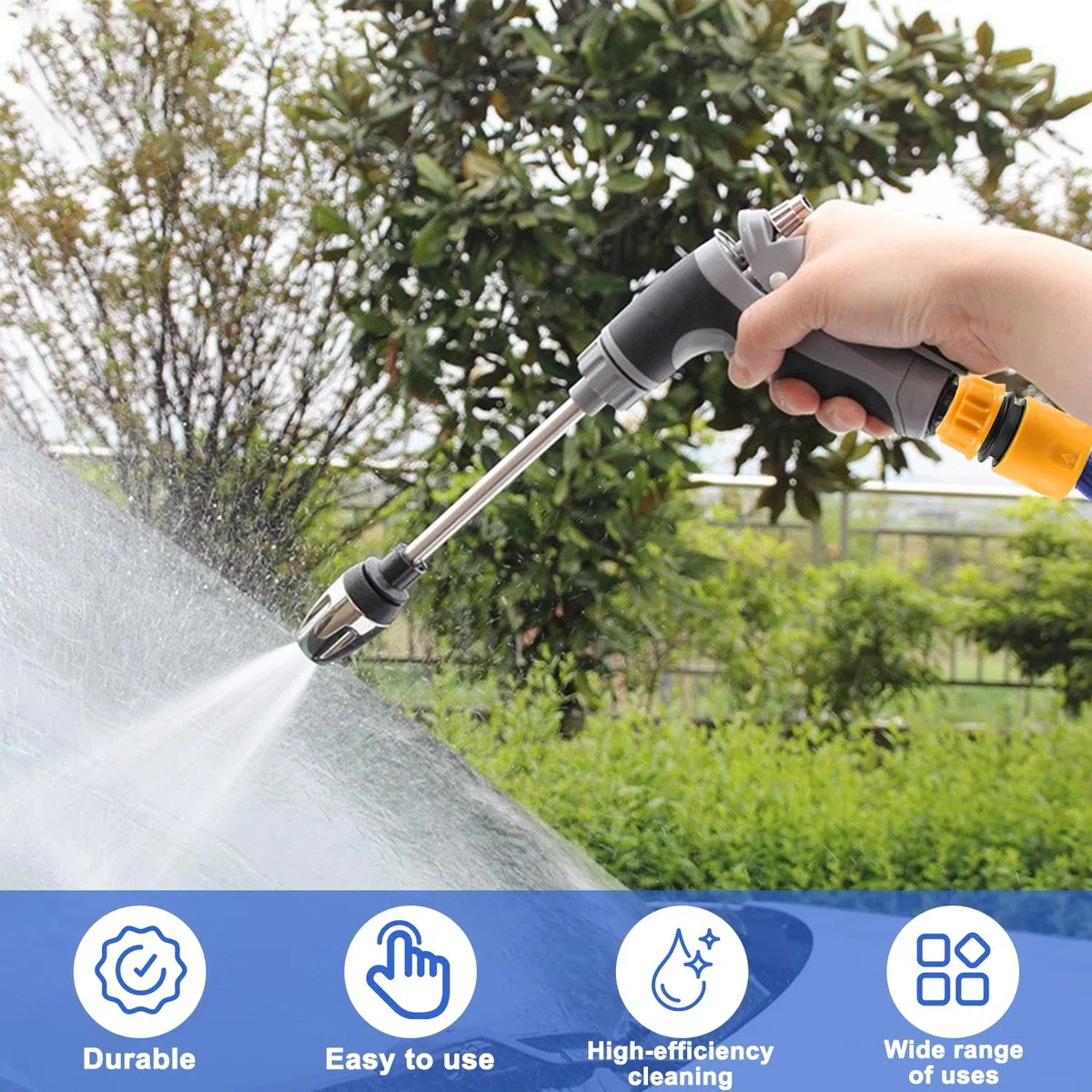 Pistola ad alta pressione Power Jet, TurboWasher per tubo da giardino, Power Jet Pistola ad alta pressione, Pistola Irrigazione Giardino, Pistola da Giardino in Metallo, per lavaggio auto (M1)