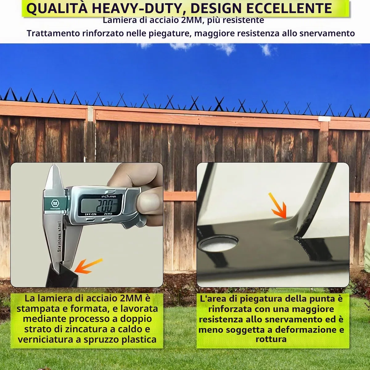 Punte di Sicurezza per Recinzioni in Metallo - Robuste, 312 cm, per Muro e Recinzione - Dissuasore per Ladri e Intrusi