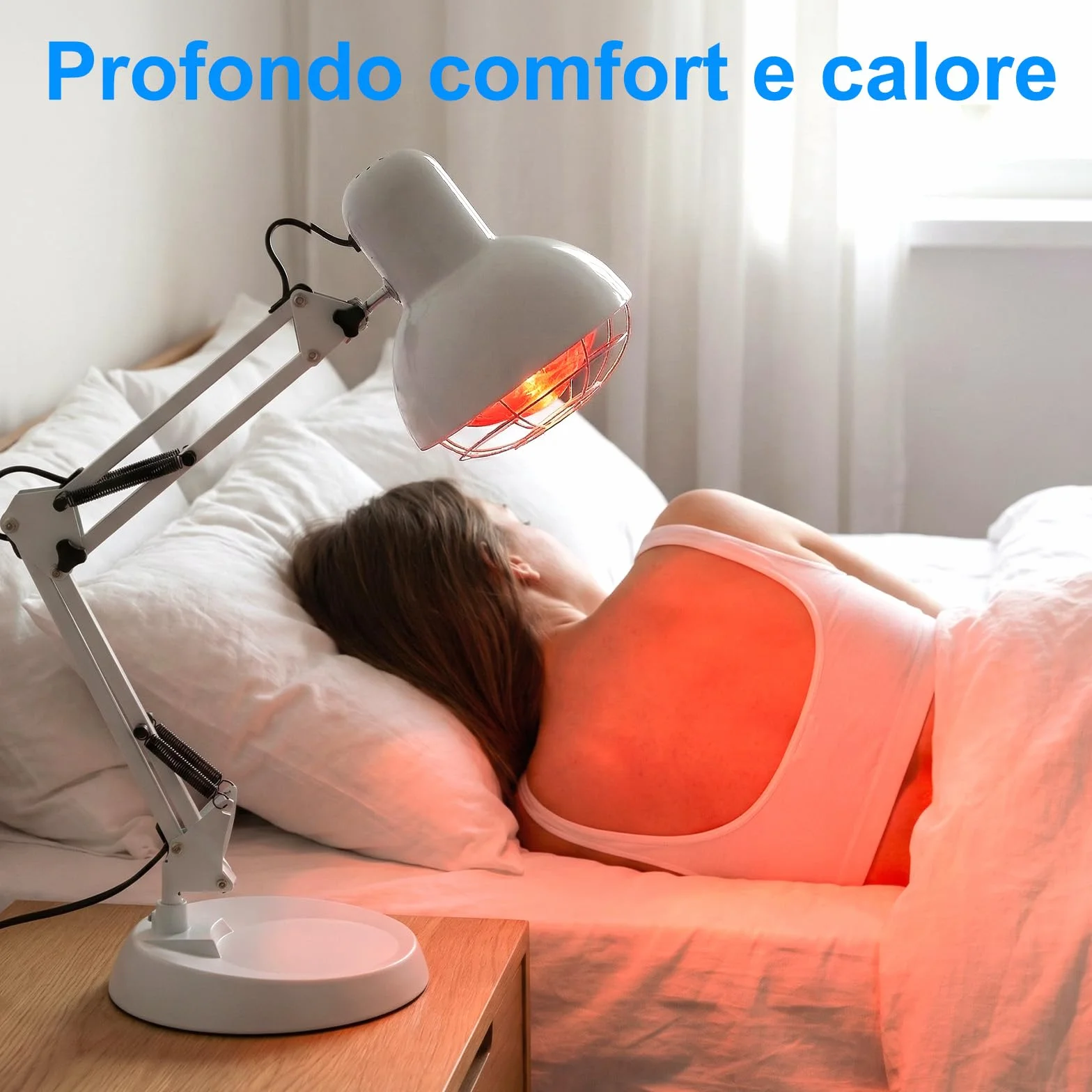 Lampada a luce rossa da 100 W, 10 livelli di regolazione della temperatura e timer da 5 a 60 minuti, lampada riscaldante a luce rossa portatile, dotata di timer e base stabile