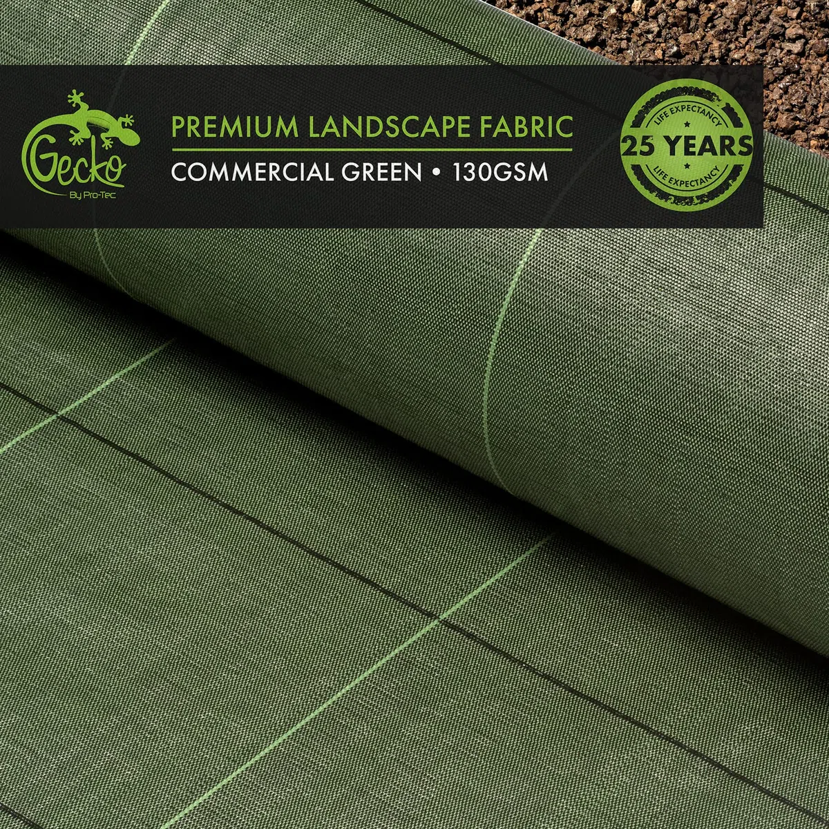 Pro-Tec 130 g/m², tessuto per il controllo delle infestanti da giardino, larghezza 1,2,3,4,5 m (4 m x 5 m)