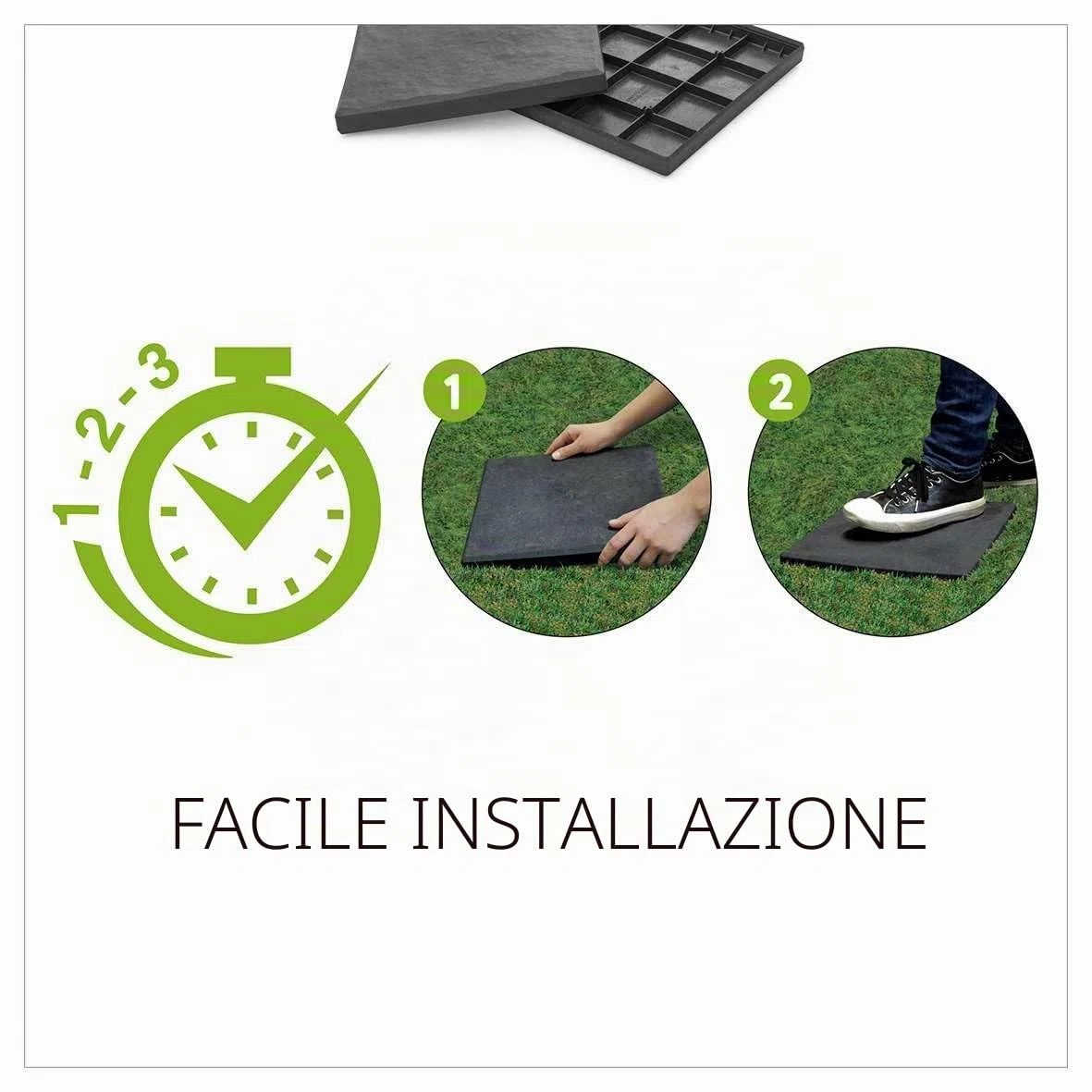 Nicoman Piastrelle quadrate effetto marmo, 30 x 30 x 2,5 cm, in gomma riciclata, resistenti all'usura, per esterni (grafite, set da 4)