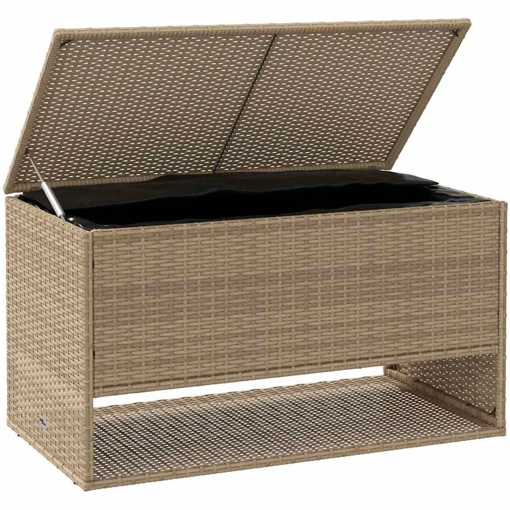 Cassapanca per cuscini da esterno beige 100 x 55 x 55,5 cm polyrattan, scatola di immagazzinaggio degli attrezzi da giardino per esterni, balcone o terrazza