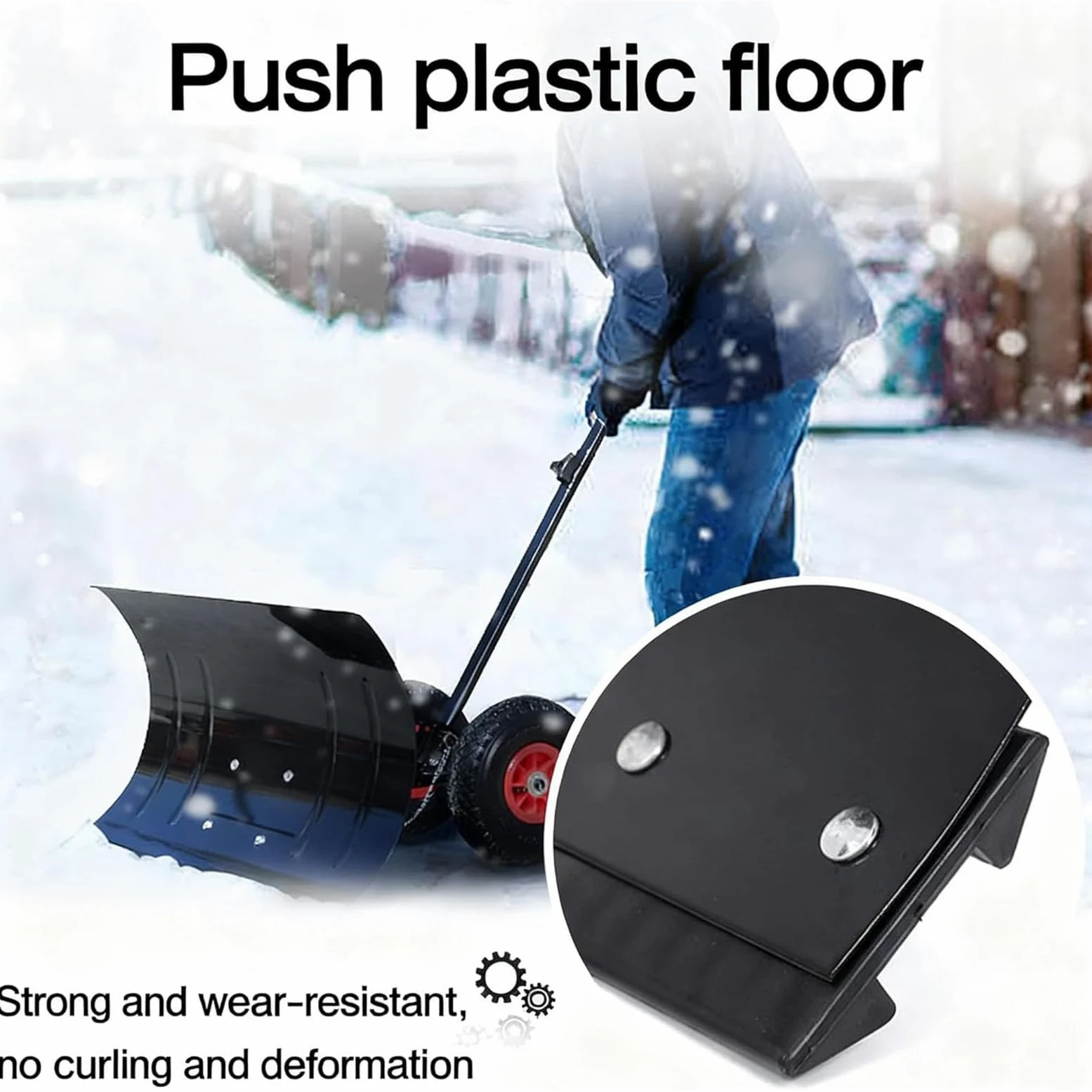 Pala da neve manuale con lama extra larga da 74 cm, regolabile in altezza in 5 posizioni, ideale per vialetto, pavimentazione, giardino e prato