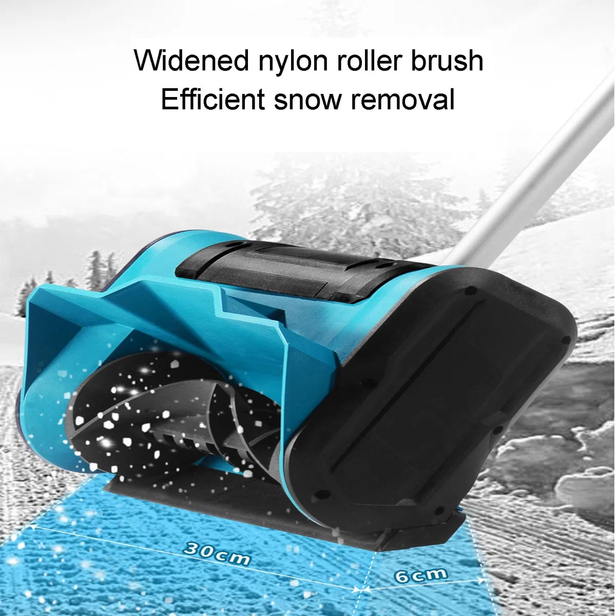 Spazzaneve elettrico al litio, leva di funzionamento retrattile, portatile, design a 5 batterie, adatto per cortile, sgombero neve vialetto