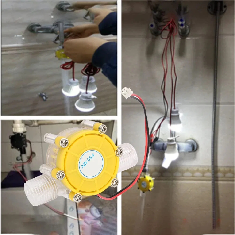 Tyenaza Generatore a Turbina ad Acqua 12 V, F50 Mini Idroelettrico DC Pompa a Flusso d'Acqua Generatore di Energia Idroelettrica Micro Generatore per Elettricità DC