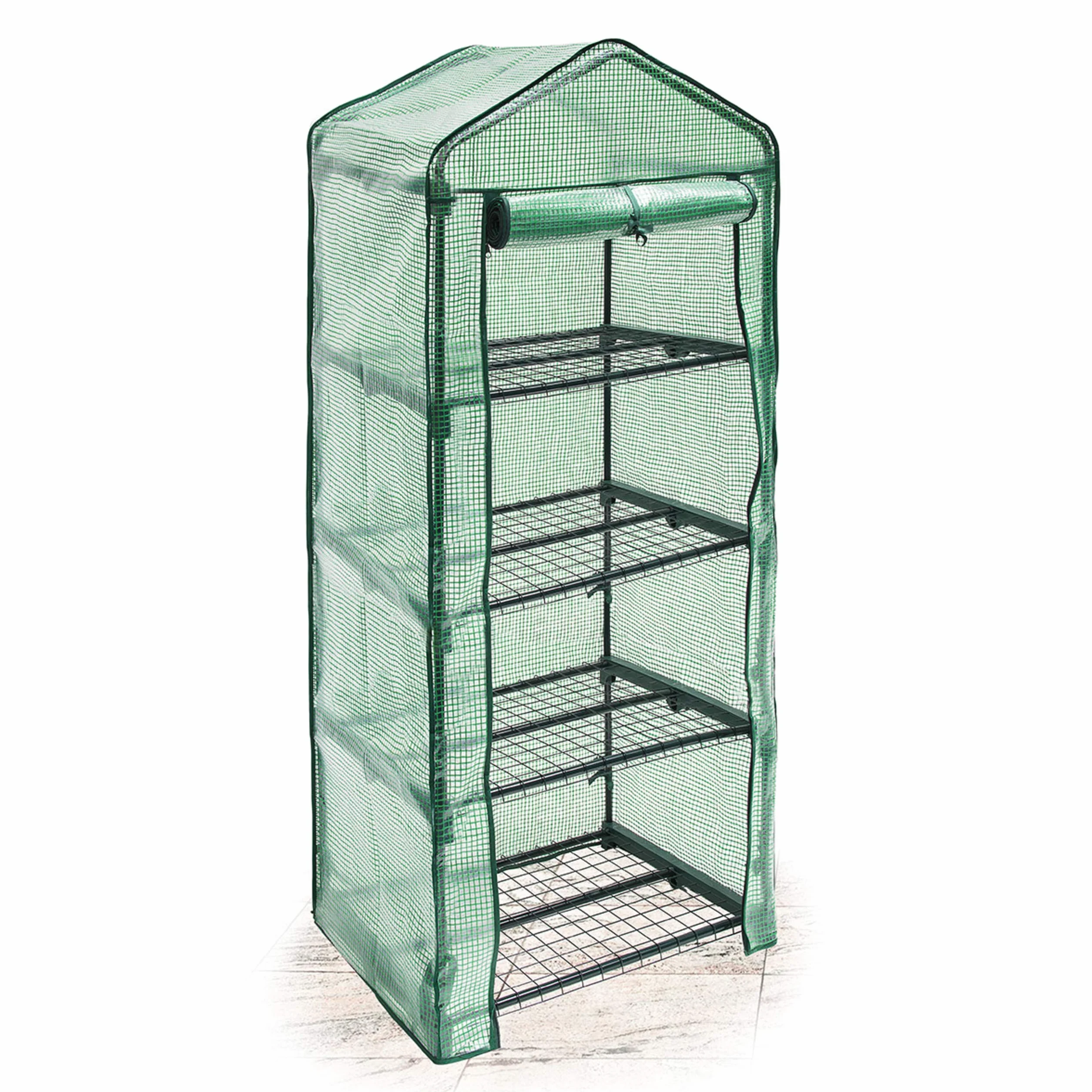 Relaxdays Serra Vivaio per Giardinaggio, 4 Ripiani, HLP 158x70x50 cm, Accessorio Giardinaggio sul Balcone, Verde