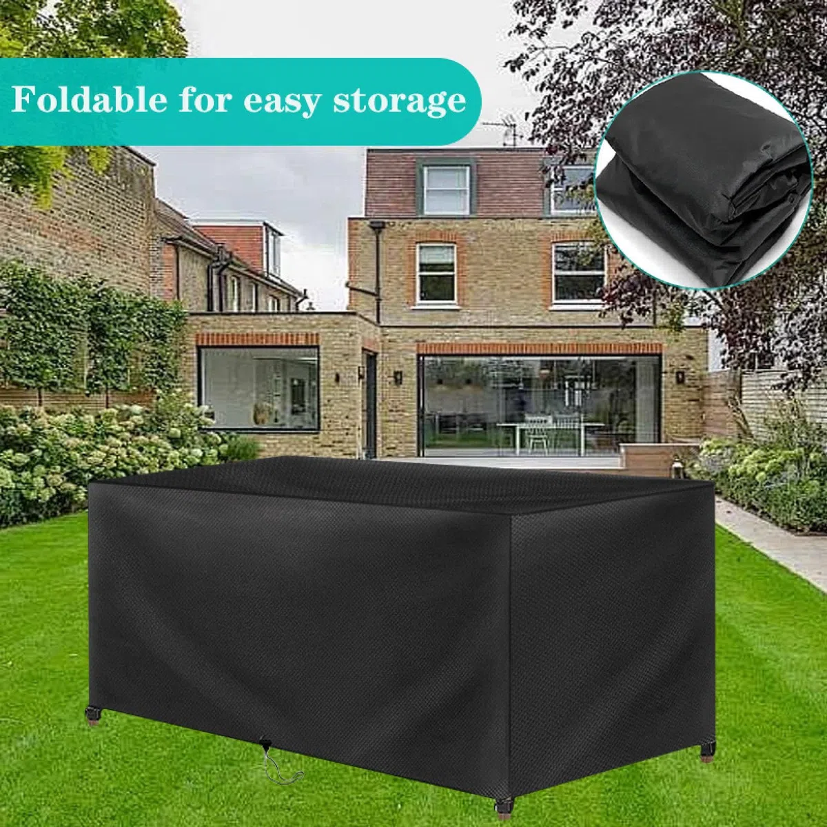 Copertura Impermeabile per Mobili Giardino 300x120x75cm/LXPXA Telo Copri Tavolo Esterno Impermeabile,Tessuto Oxford 600D Telo Copertura da Esterno Mobili e Sedie Anti-UV Antivento