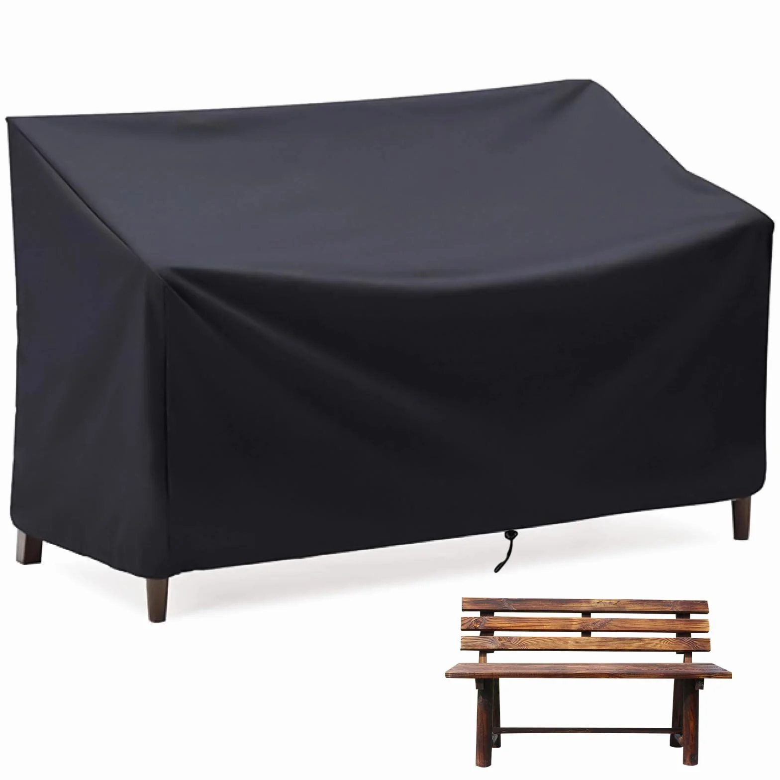 Copertura Panca Contenitore, Copri Panca 3 Posti, Copertura Divano Giardino, con Aperture di Ventilazione, per Mobili da Giardino, Balcone, Terrazza, 162×66×89cm
