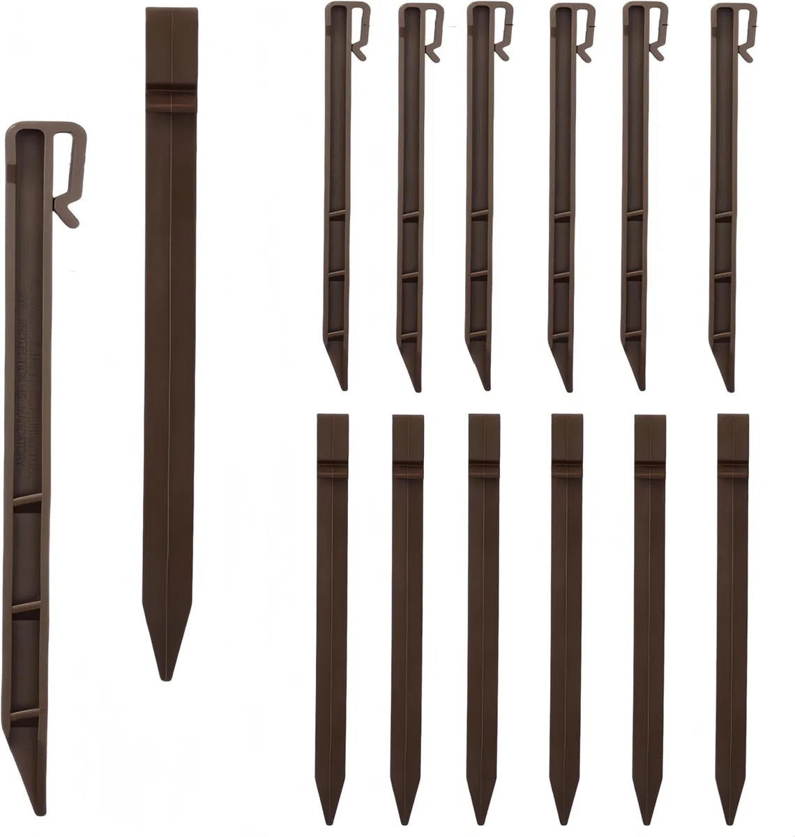 Picchetti in Plastica PVC con punta affilata e testa a baionetta, 30 Pezzi Marrone, 24.5CM