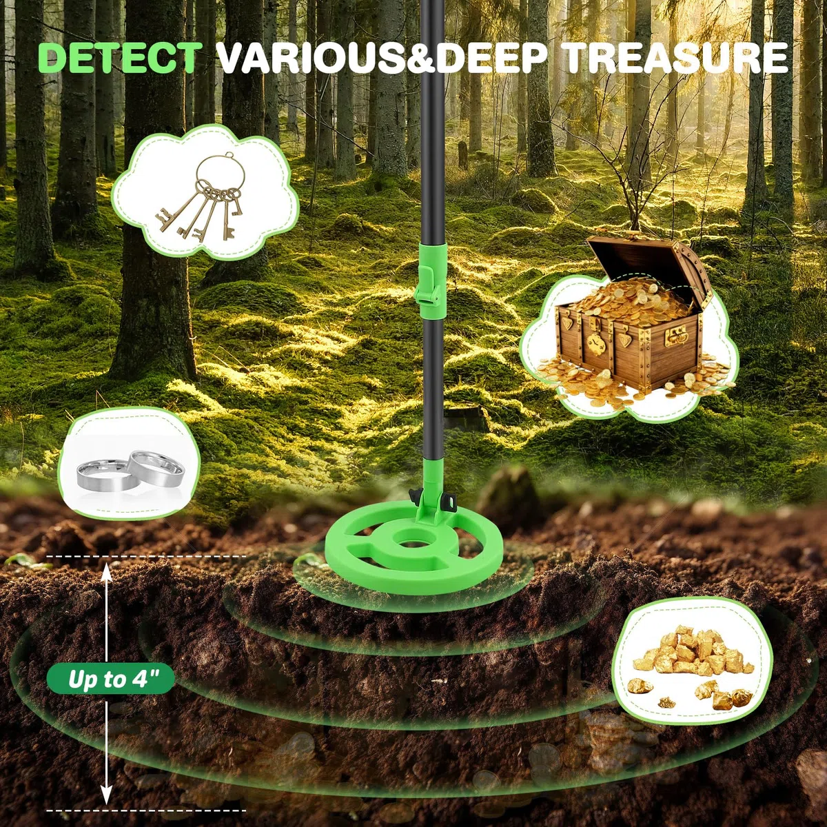 Metal Detector Per Bambini, Alta Precisione, Con Display LCD, Impermeabile, Leggero Con Asta Regolabile, Metal Detector Per Oro Per Esplorazioni All’Aperto