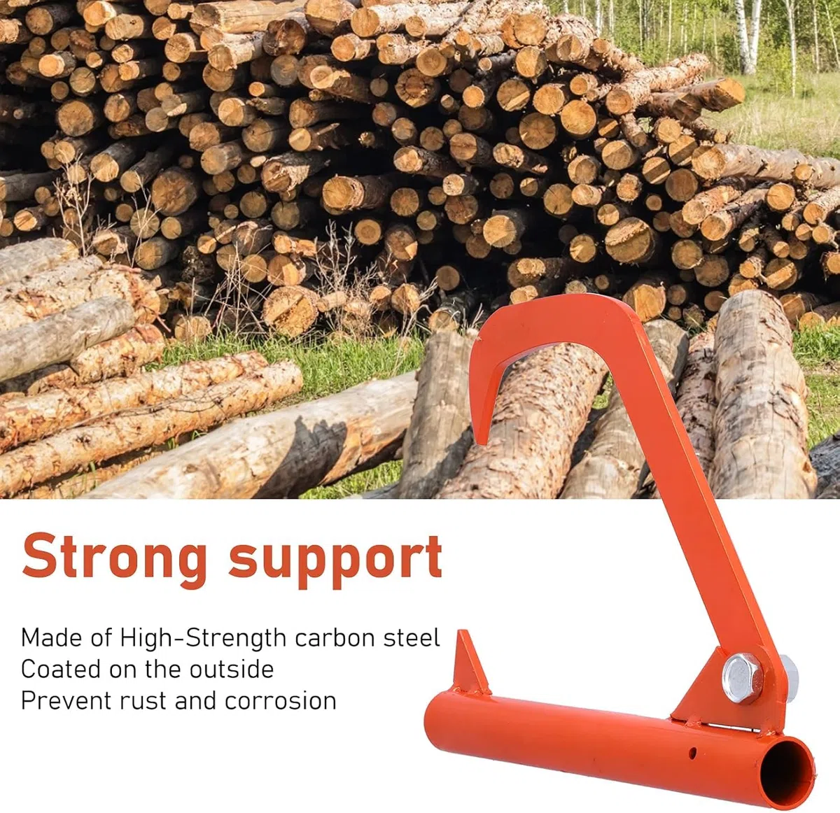 Sollevatore di tronchi in acciaio al carbonio con gancio per legna, strumento ergonomico e resistente per sollevare e spostare tronchi
