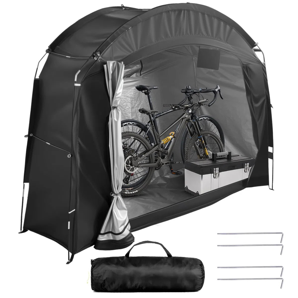 Telo di copertura per 2 biciclette, resistente alle intemperie, per bicicletta, garage, per esterni, 210D, Oxford, tenda da giardino, per moto, attrezzi da giardino, giocattoli, tosaerba