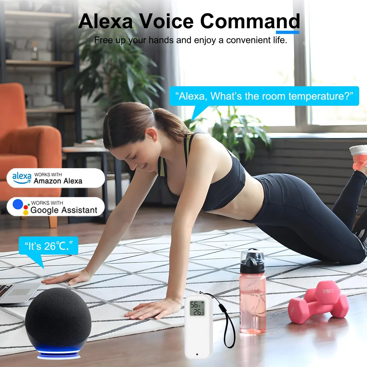 Termometro Igrometro Intelligente Digitale, Sensore di Temperatura e Umidità WiFi con Fodera Magnetica Autoadesiva, Sensore di Temperatura di Calibrazione con Notifiche dell'App.Compatibile Alexa.2PCS