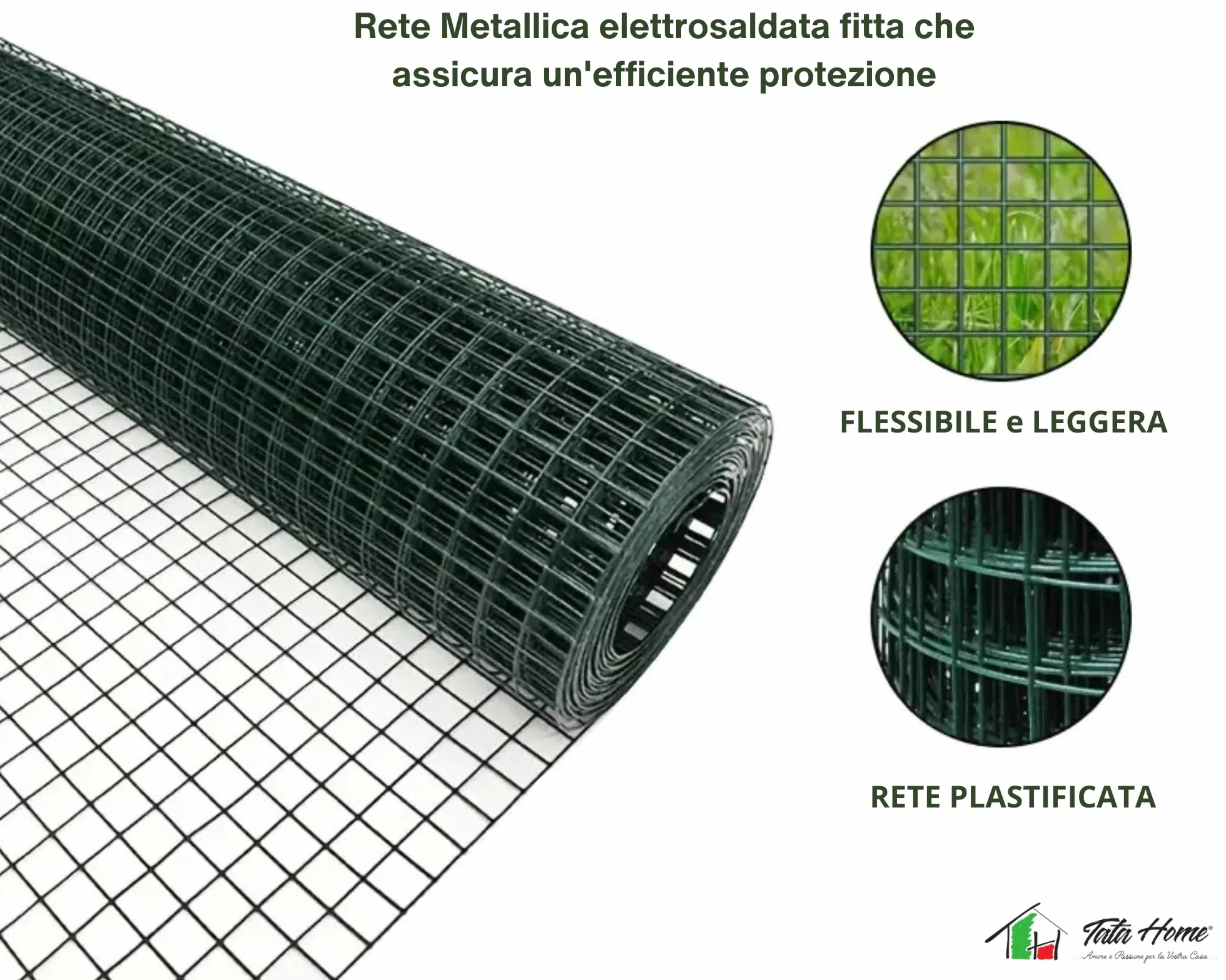 Rete Metallica Plastificata Verde Elettrosaldata Rete Per Recinzioni Maglia Stretta Quadra 12,5x12,5 mm per Voliere Gabbie Uccelli Orti e Giardino Misura 1 X 10 MT