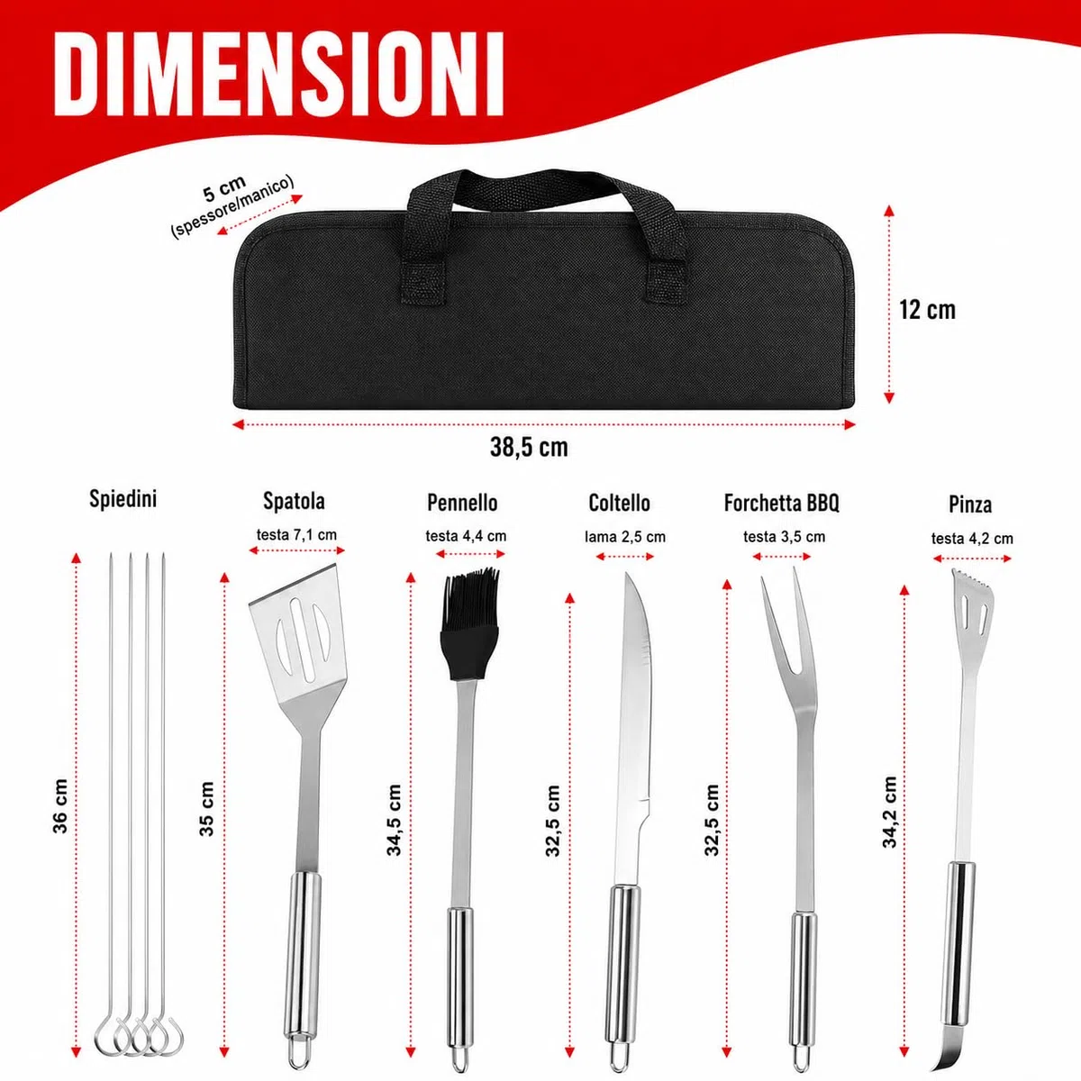 Set 9 pezzi Utensili barbecue Guanti da Barbecue Acciaio Inox Set Di Attrezzi Guanti da forno Doppio Resistente al Calore per Barbecue Grigliate Cottura al forno Camino