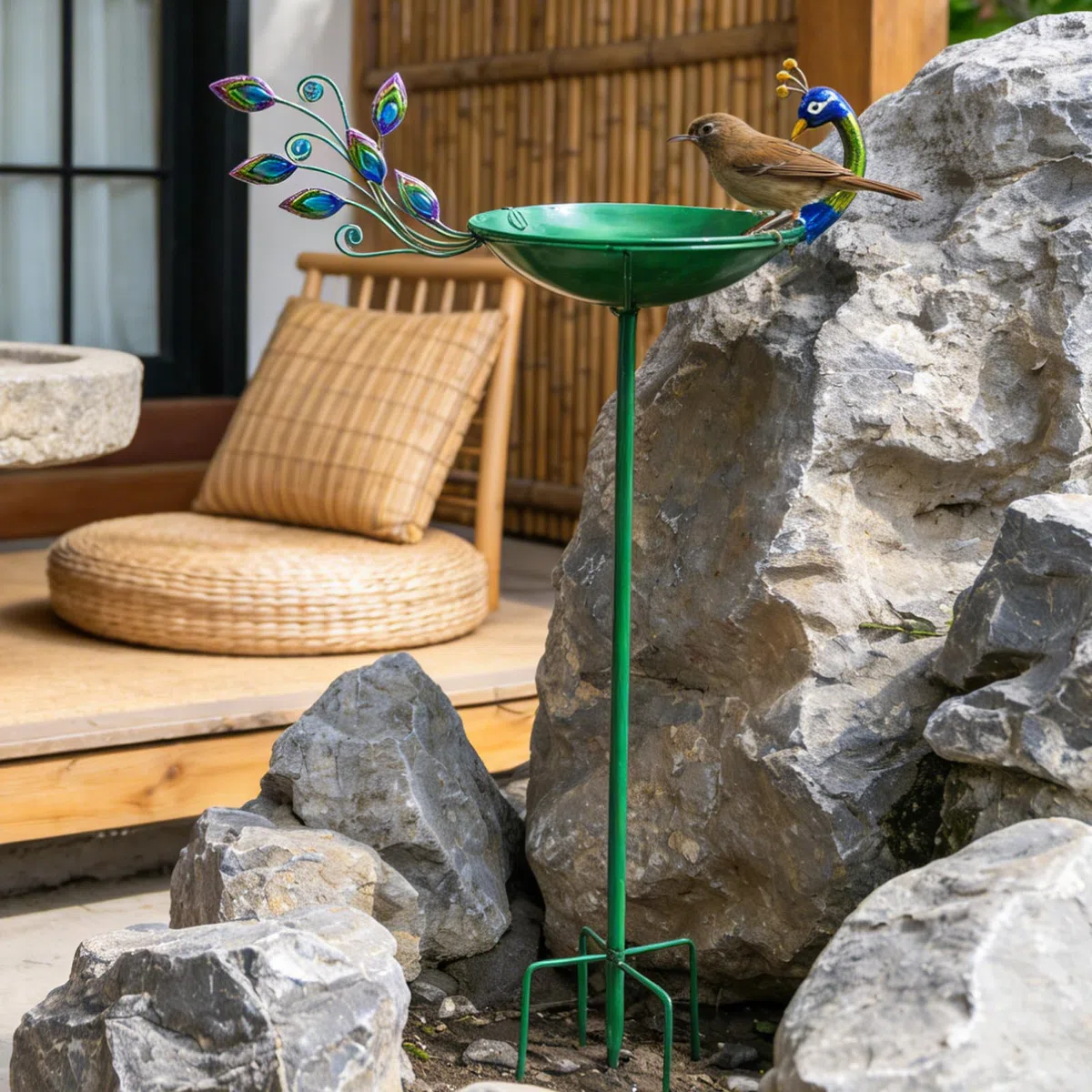 Bagno Per Uccelli Vasca in Metallo con Design Animale | Bagno per Uccelli da Patio Resistente alle Intemperie Per Balcone Terrazza Giardino Prato Decorazione Fontana
