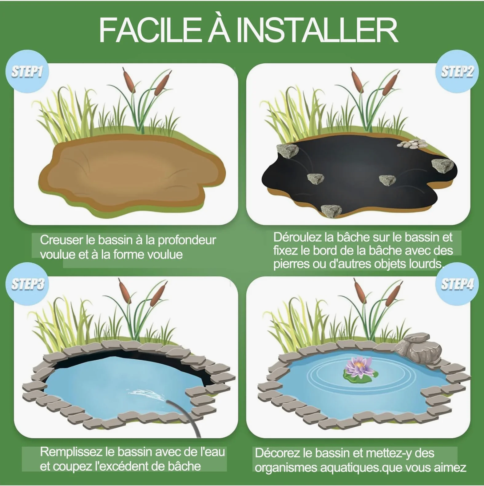 Rivestimento per stagno in EPDM da 7 x 11,5 m, membrana impermeabile flessibile, durevole e facile da installare, versatile per uso esterno, perfetto per piscine da giardino e giochi d'acqua
