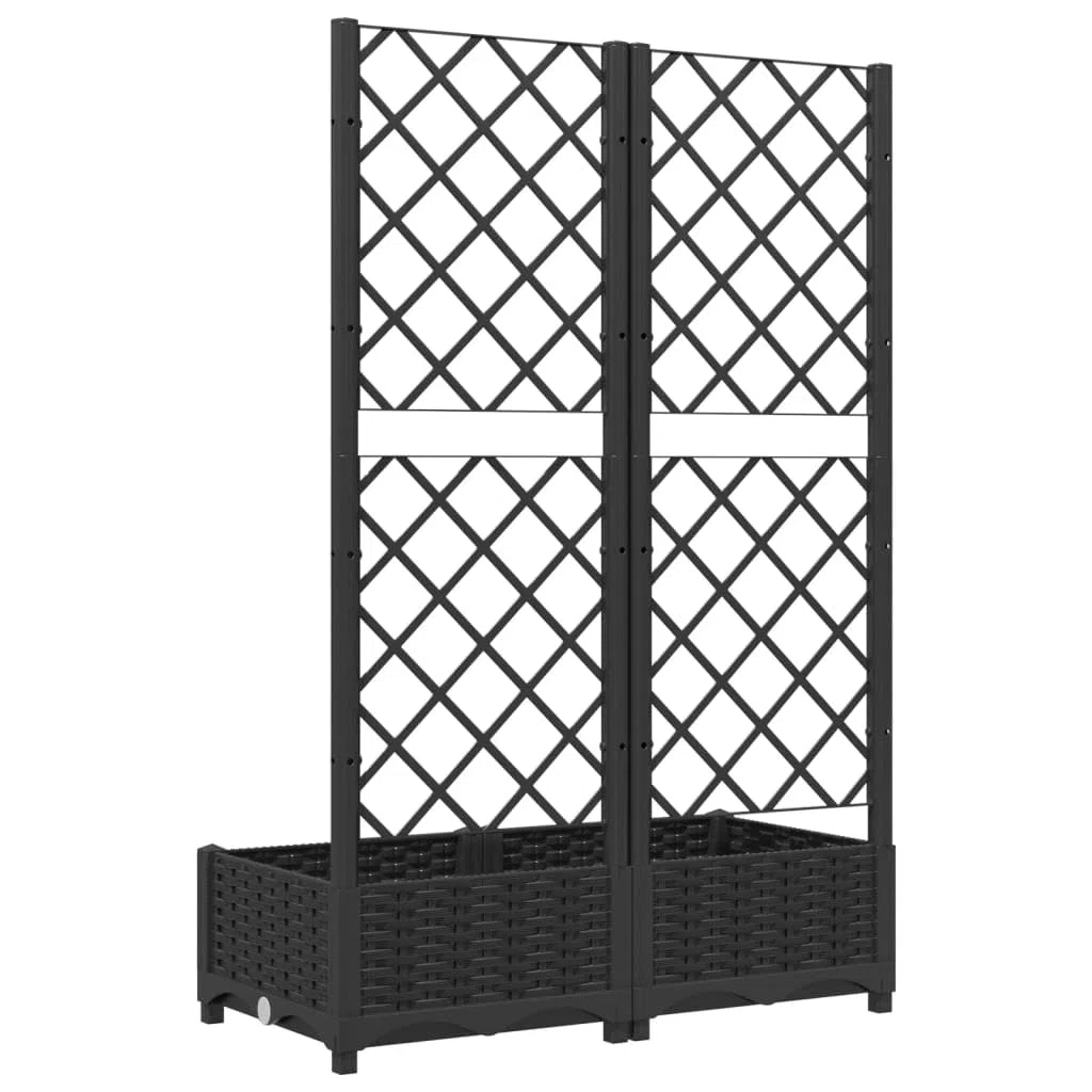 Fioriera da Giardino con Traliccio Nera 80x40x121,5 cm PP,Casa e Giardino,Prato e Giardino,Giardinaggio,Vasi e fioriere,6.42kg-318270