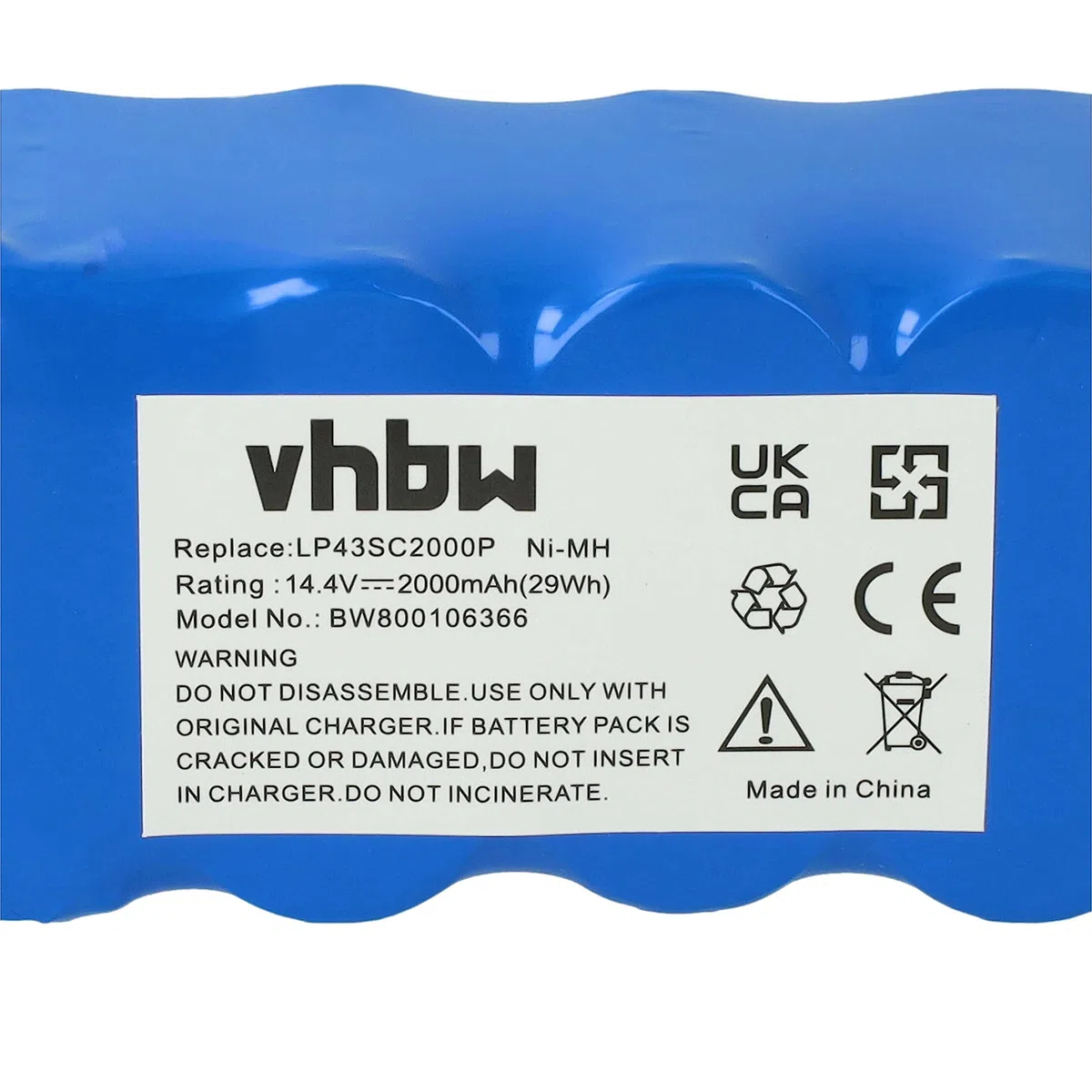 vhbw 1x batteria compatibile con Profimaster Robot 2712 home cleaner (2000mAh, 14,4V, NiMH) - Sostituisce AT5186005100, LP43SC2000P